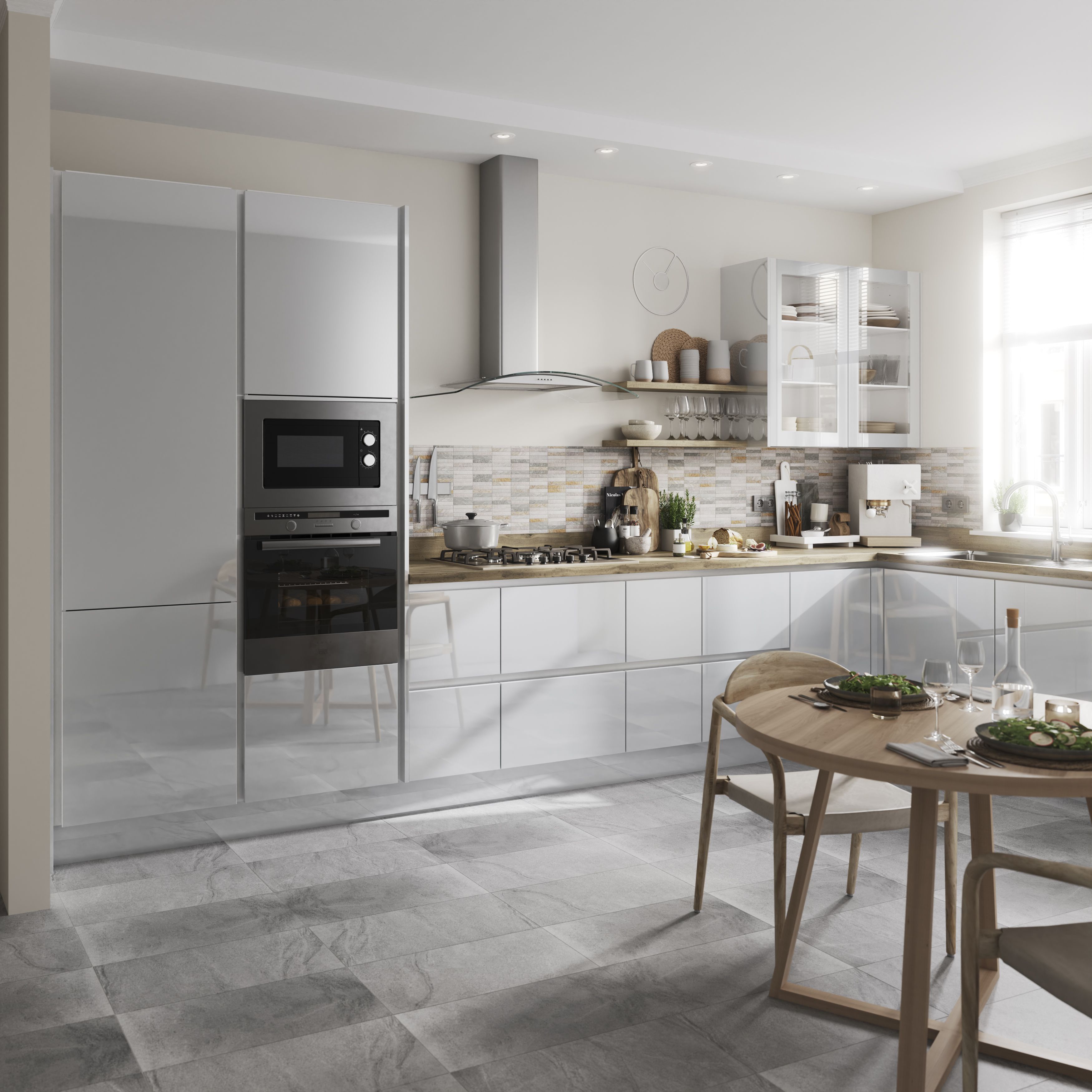 GoodHome Alisma Grey Square edge Plinth, (L)2400mm
