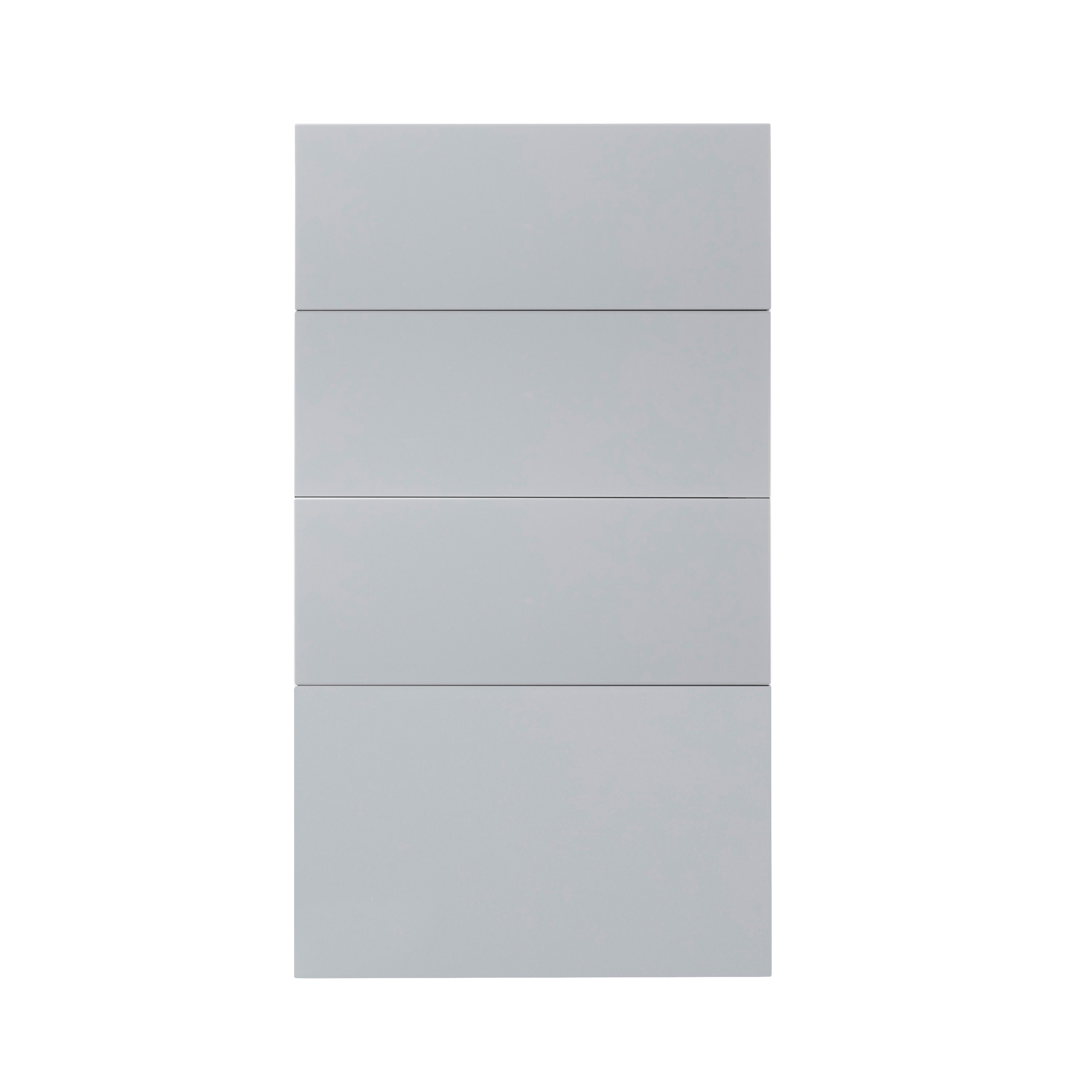 GoodHome Alisma High gloss grey slab Drawer front (W)400mm, Pack of 4