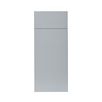 GoodHome Alisma High gloss grey slab Drawerline Cabinet door, (W)300mm (H)715mm (T)18mm