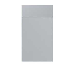 GoodHome Alisma High gloss grey slab Drawerline Cabinet door, (W)400mm (H)715mm (T)18mm