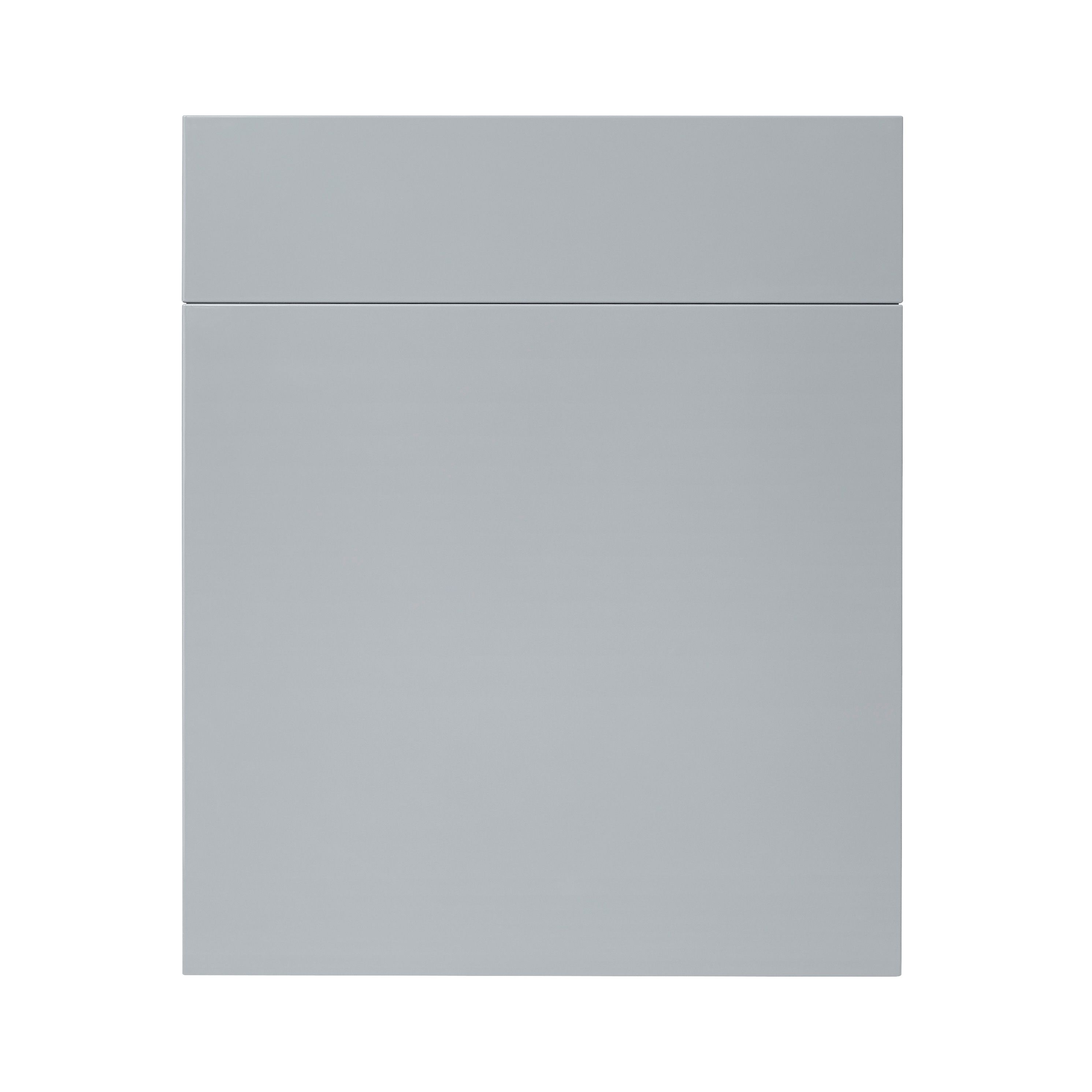 GoodHome Alisma High gloss grey slab Drawerline Cabinet door, (W)600mm (H)715mm (T)18mm
