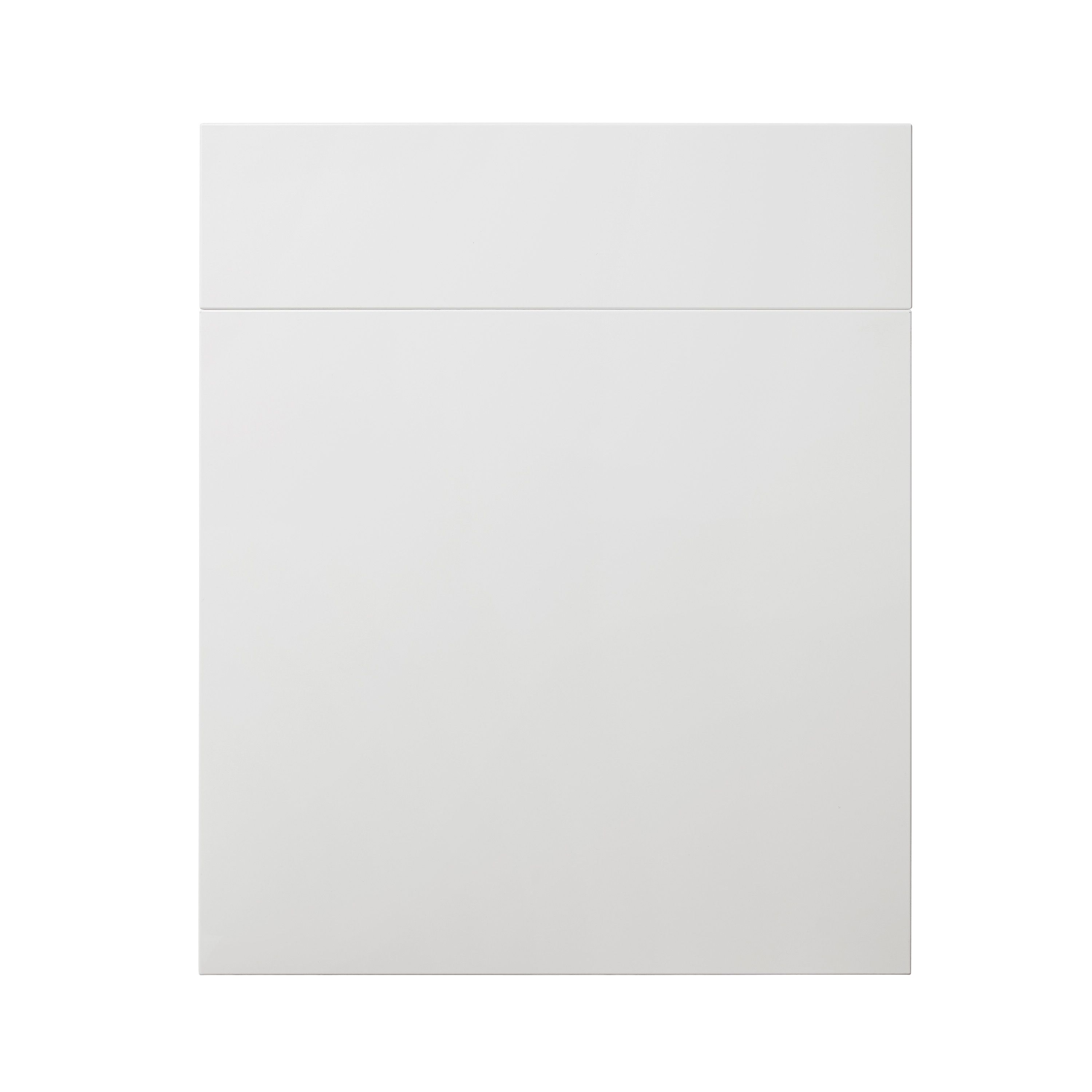 GoodHome Alisma High gloss white slab Drawerline Cabinet door, (W)600mm (H)715mm (T)18mm