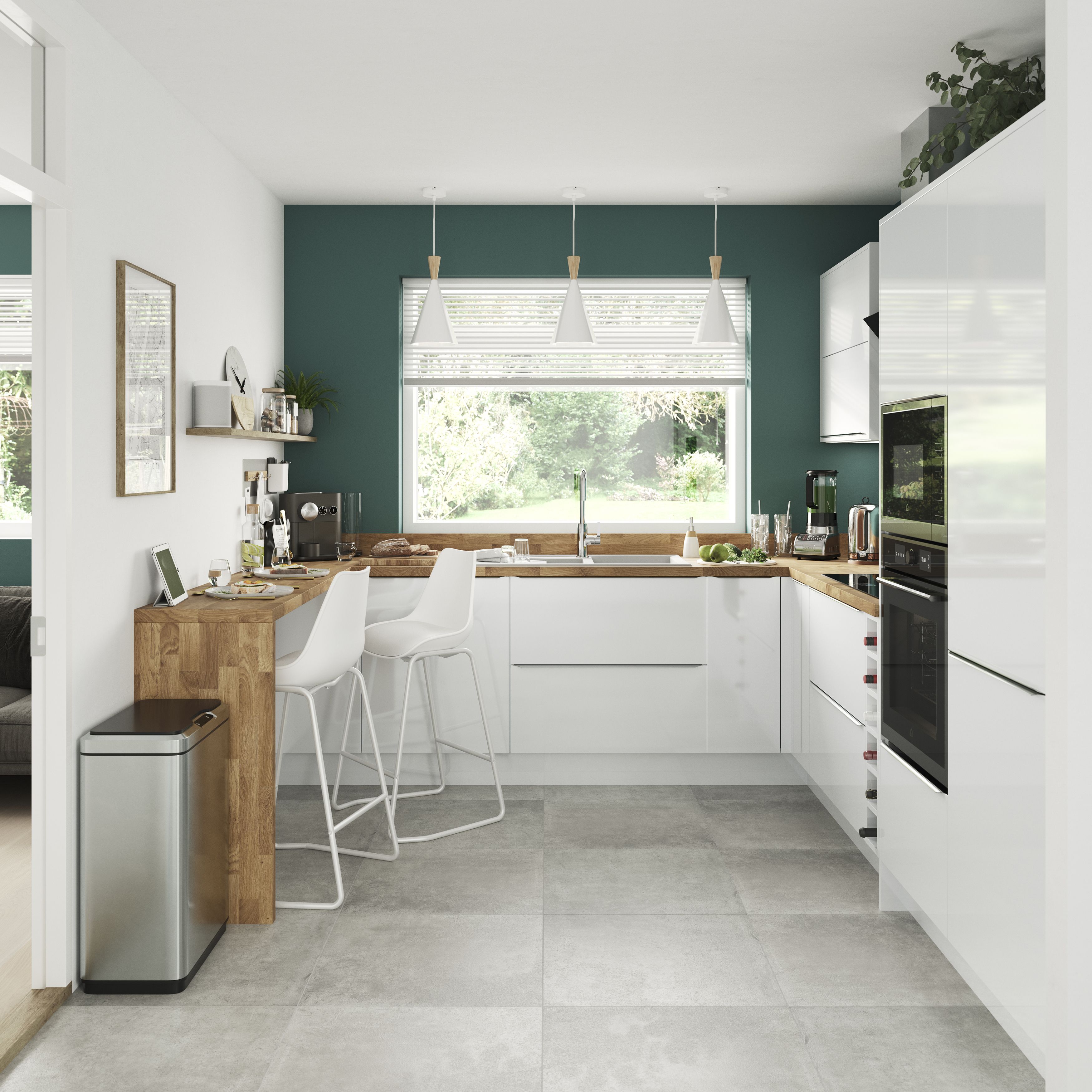 GoodHome Alisma High gloss white slab Full height Drawer front, bridging door & bi fold door, (W)1000mm (H)356mm (T)18mm