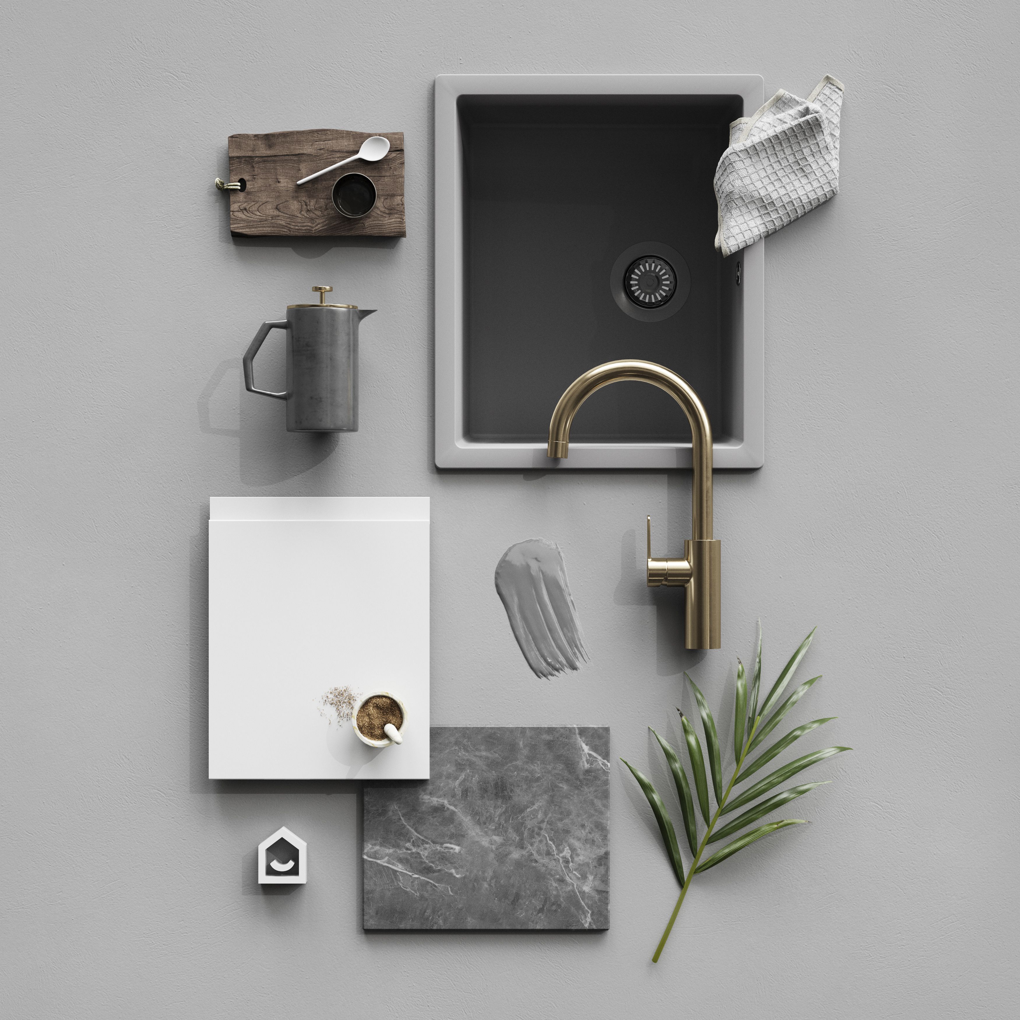 GoodHome Alisma Innovo handleless gloss light grey slab End panel (H)934mm (W)640mm
