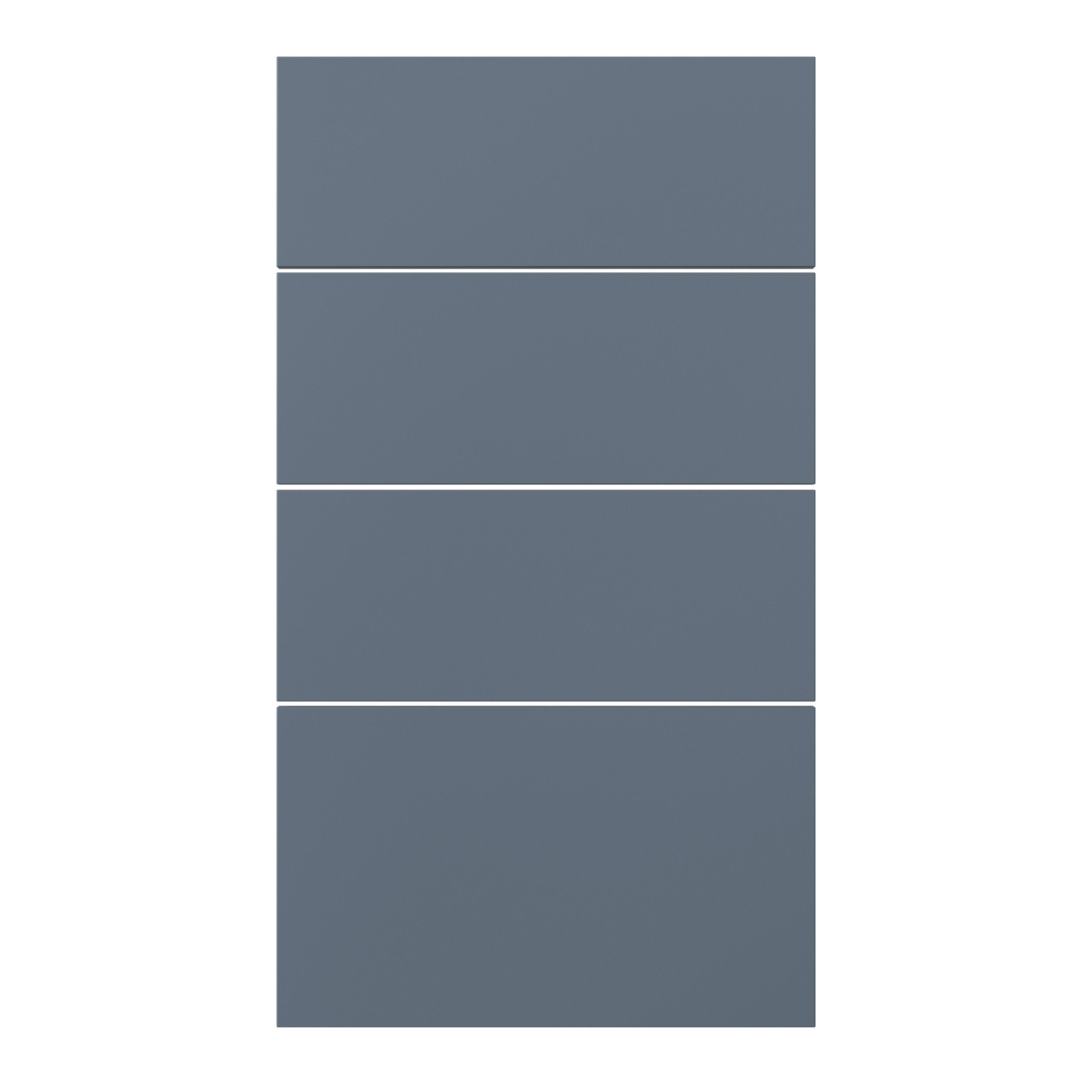 GoodHome Alisma Matt blue slab Drawer front (W)400mm, Pack of 4
