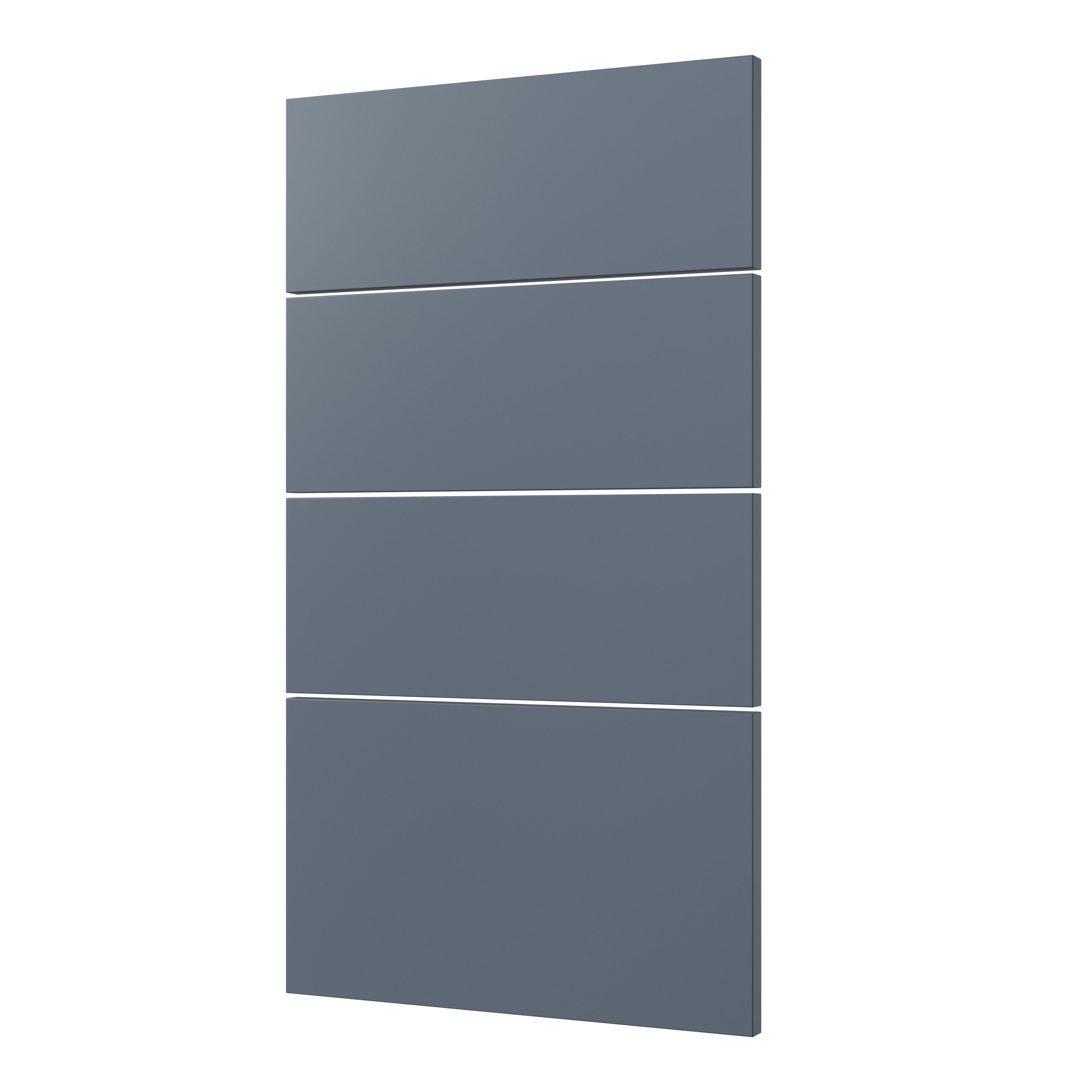 GoodHome Alisma Matt blue slab Drawer front (W)400mm, Pack of 4