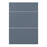 GoodHome Alisma Matt blue slab Drawer front (W)500mm, Pack of 3
