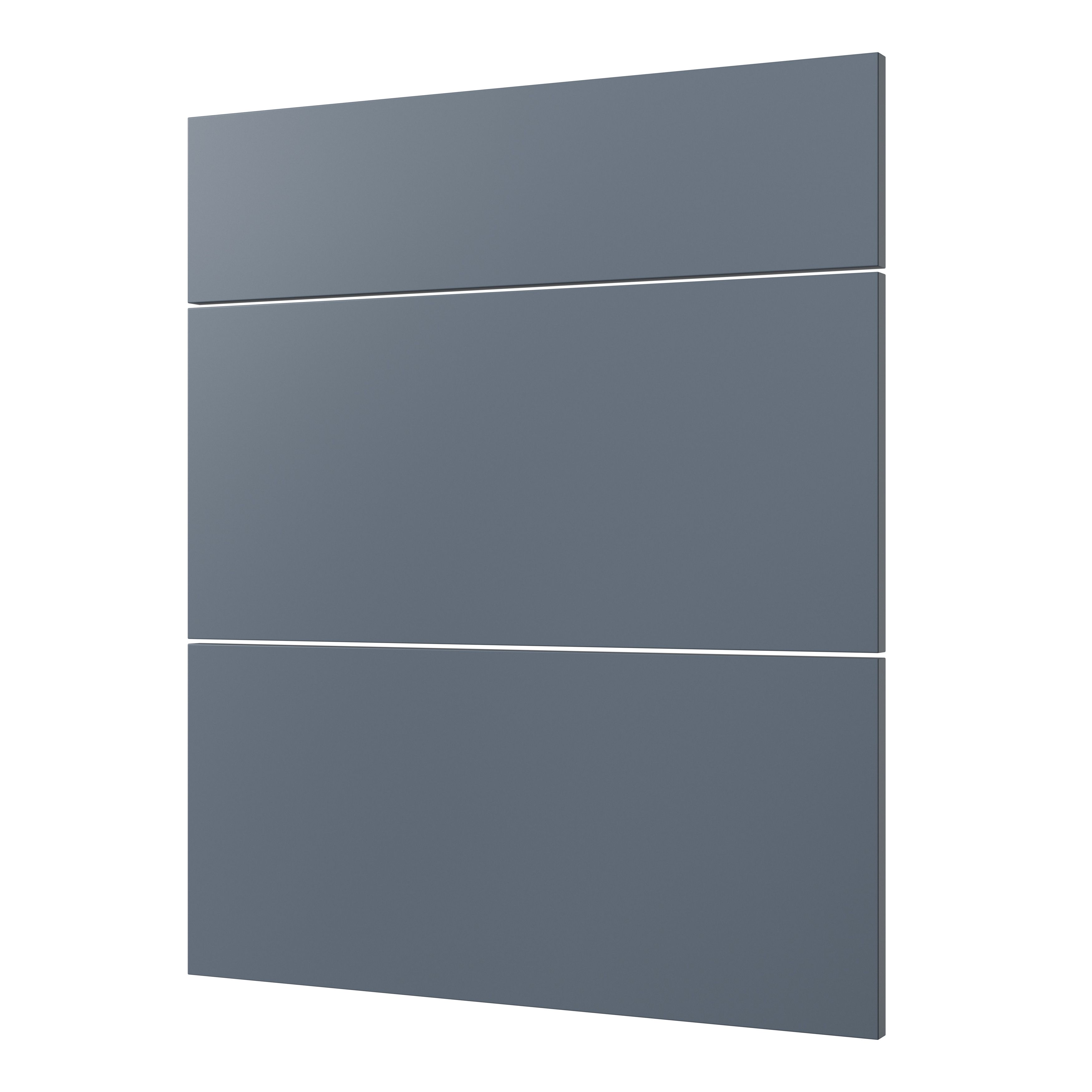 GoodHome Alisma Matt blue slab Drawer front (W)600mm, Pack of 3