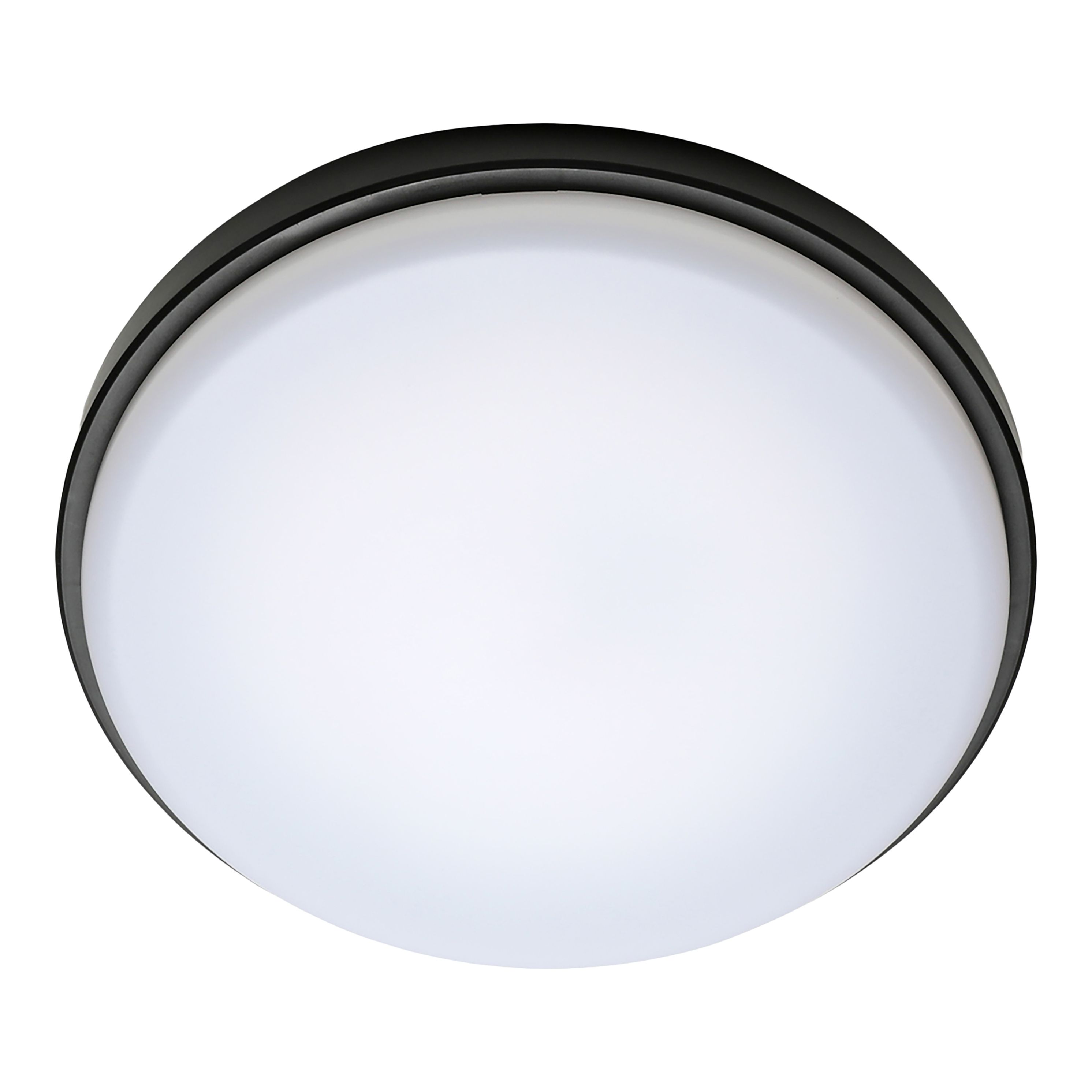 GoodHome Almagro Black Wired LED Bulkhead light (Dia) 28cm