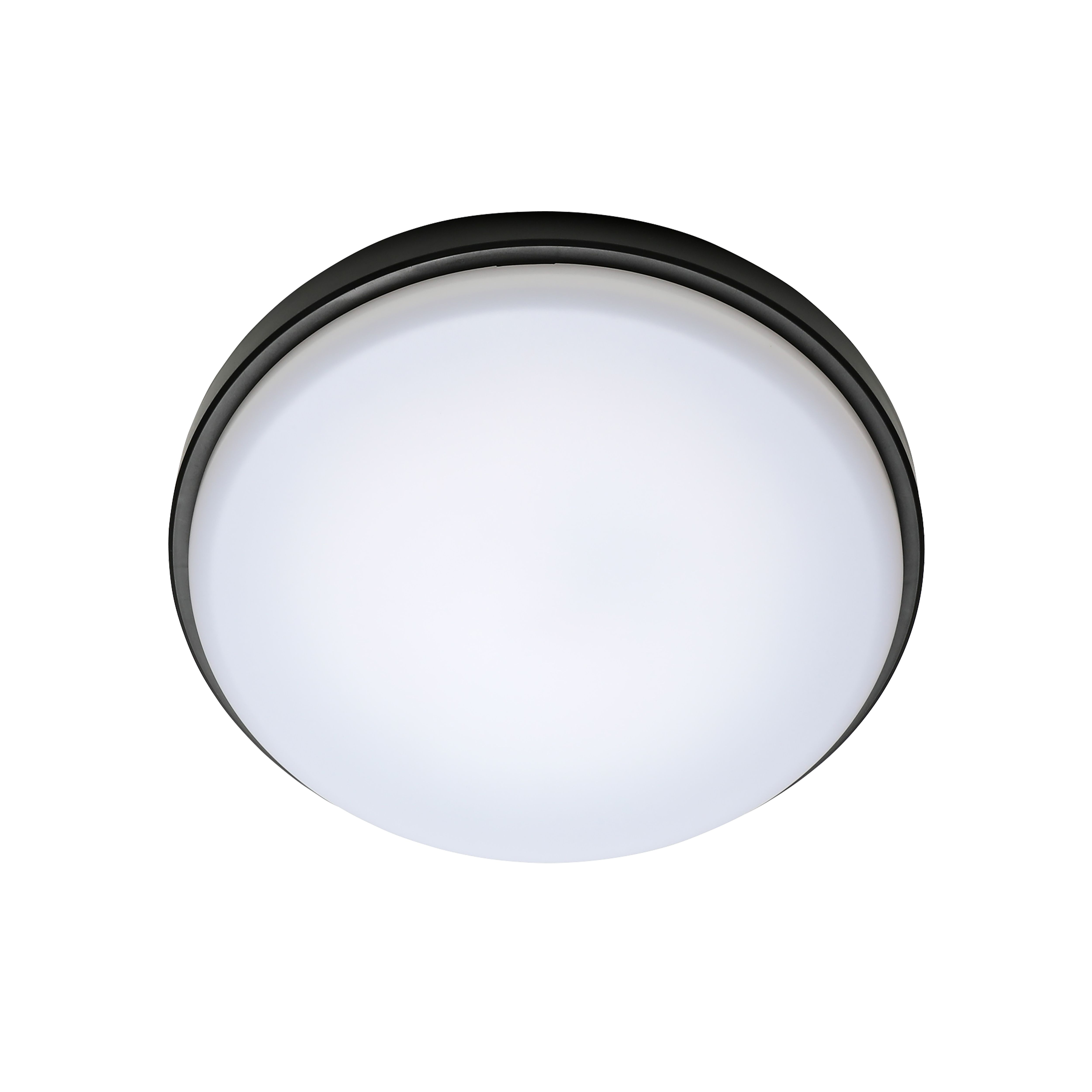 GoodHome Almagro Black Wired LED Bulkhead light (Dia) 35cm