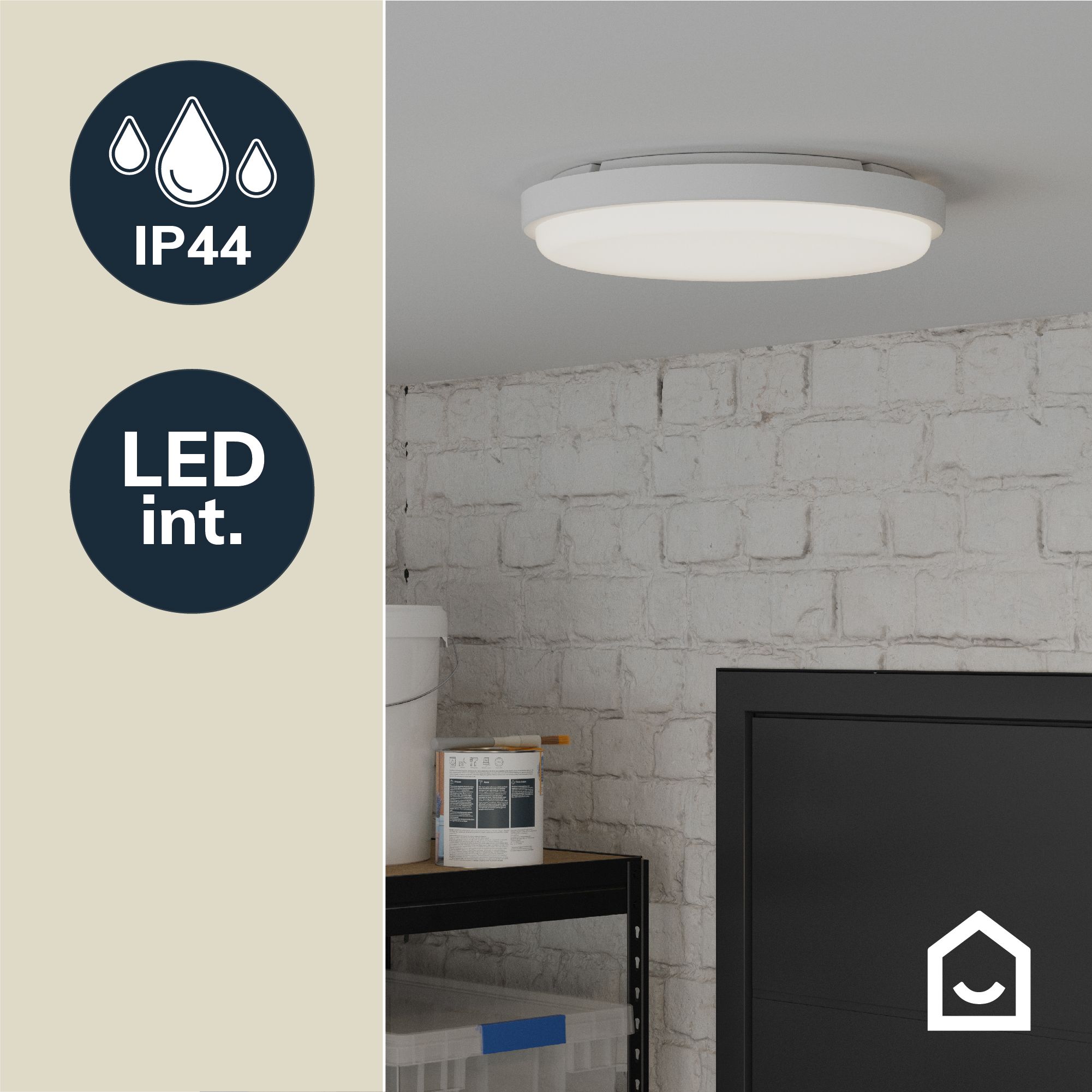 GoodHome Almagro White Wired LED Bulkhead light (Dia) 35cm