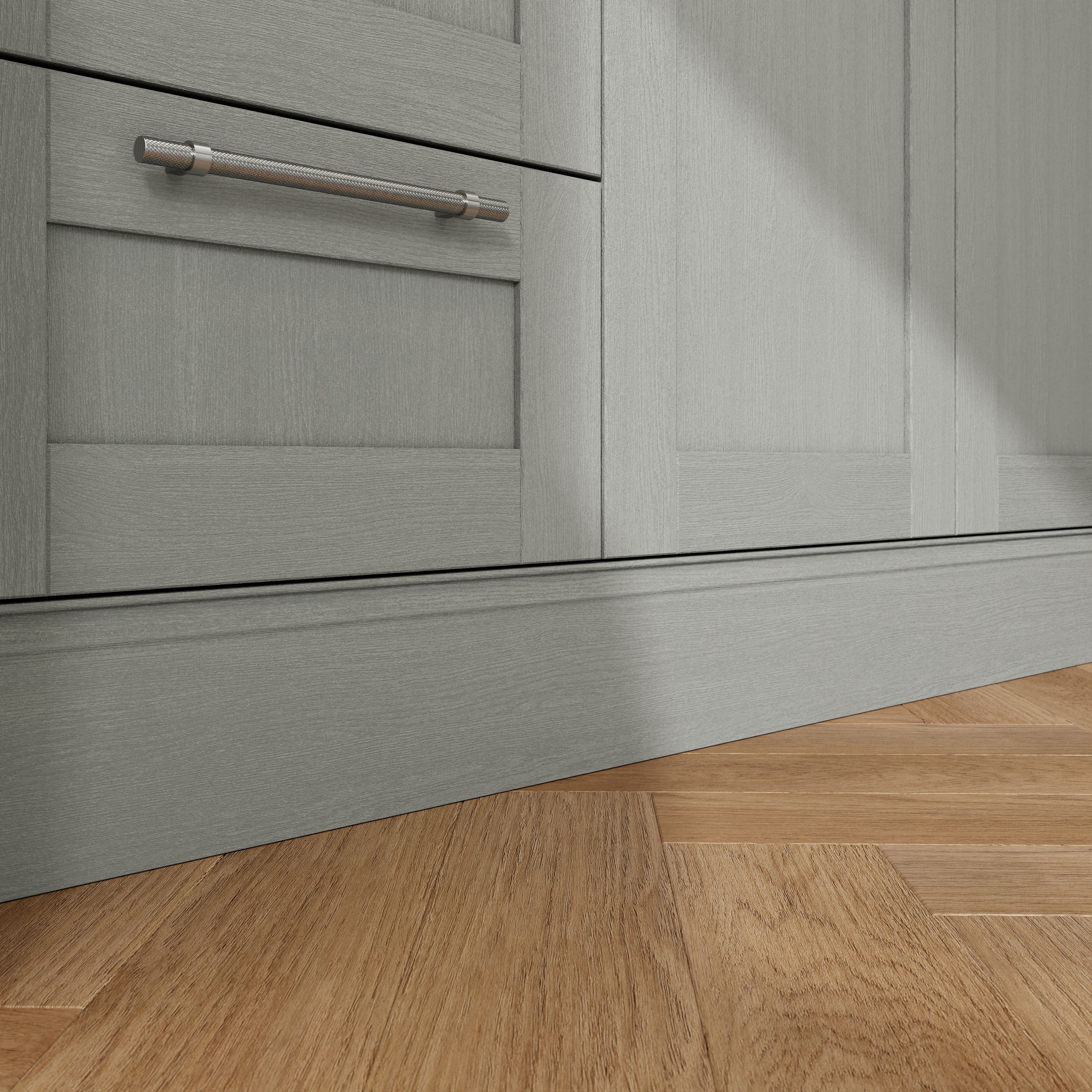 GoodHome Alpinia Grey Wood effect Square edge Stepped Plinth, (L)2400mm