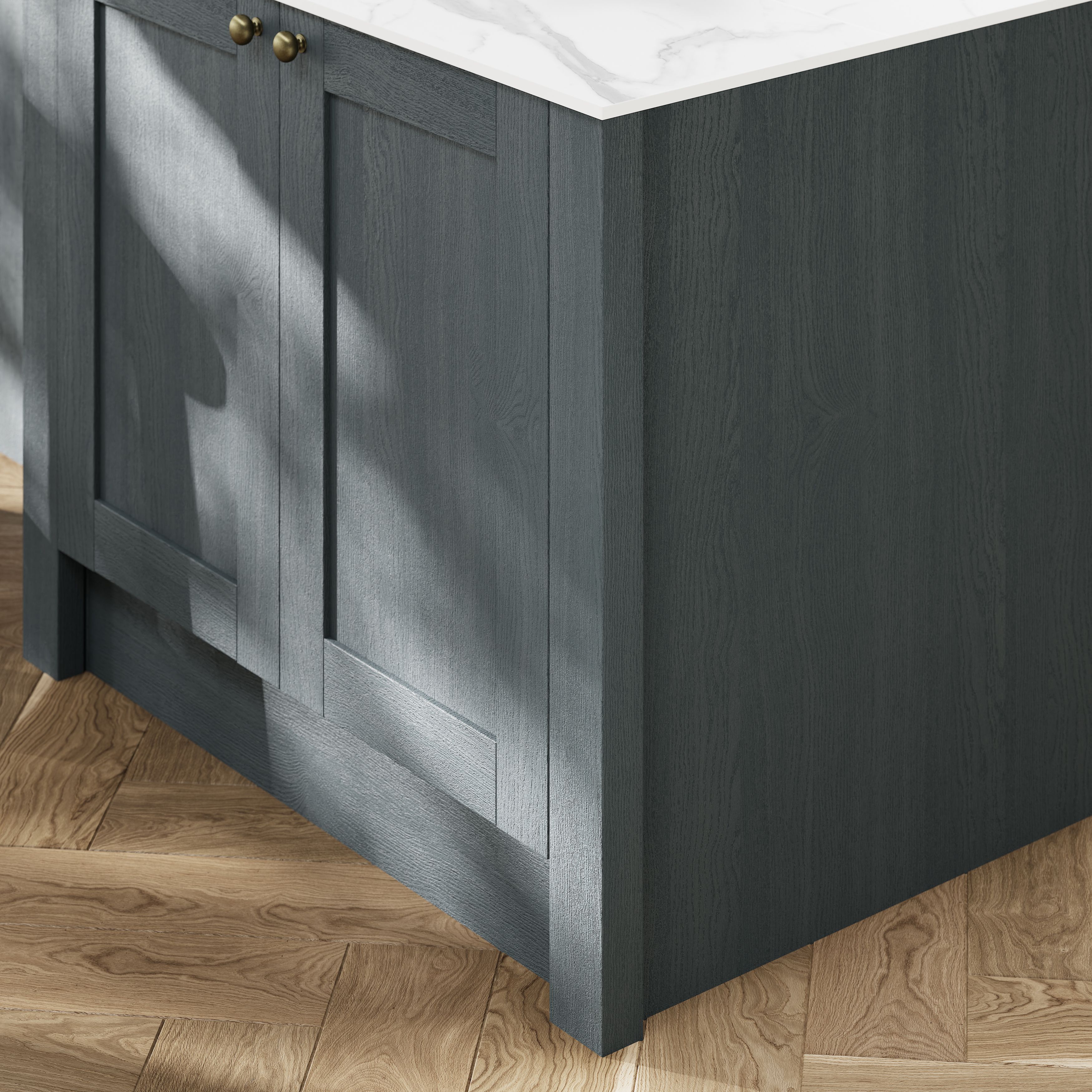 GoodHome Alpinia Matt Dusk Blue Square Pilaster, (H)2400mm (W)80mm
