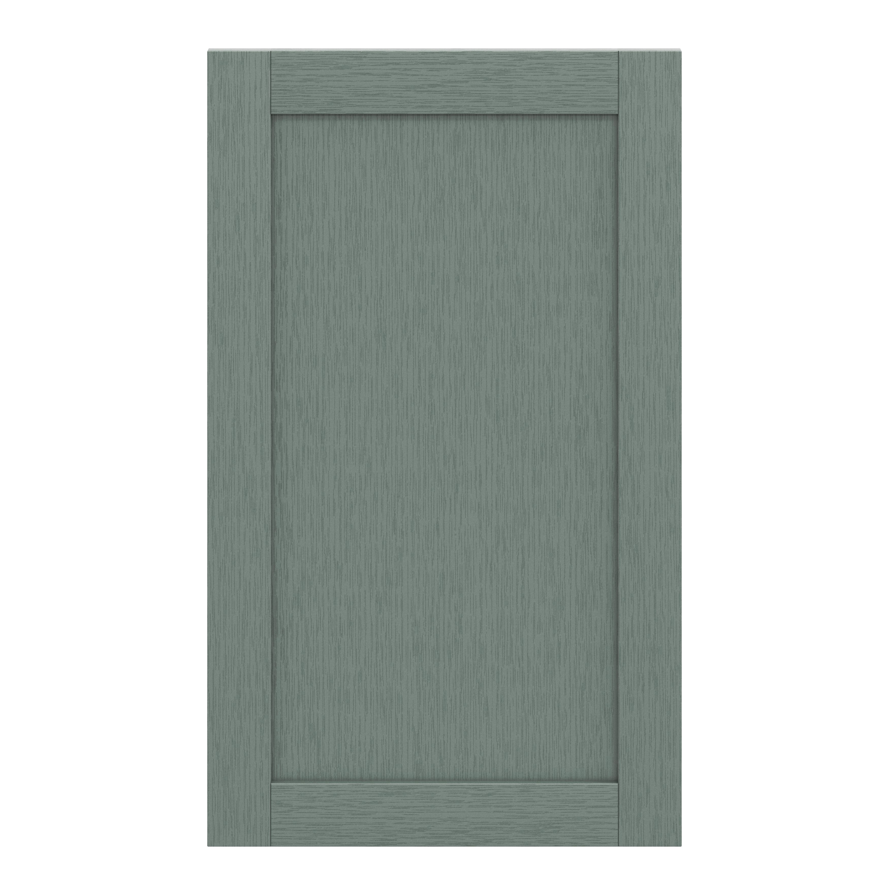 GoodHome Alpinia Matt Green Painted Wood Effect Shaker 50:50 Larder Cabinet door (W)600mm (H)1001mm (T)18mm