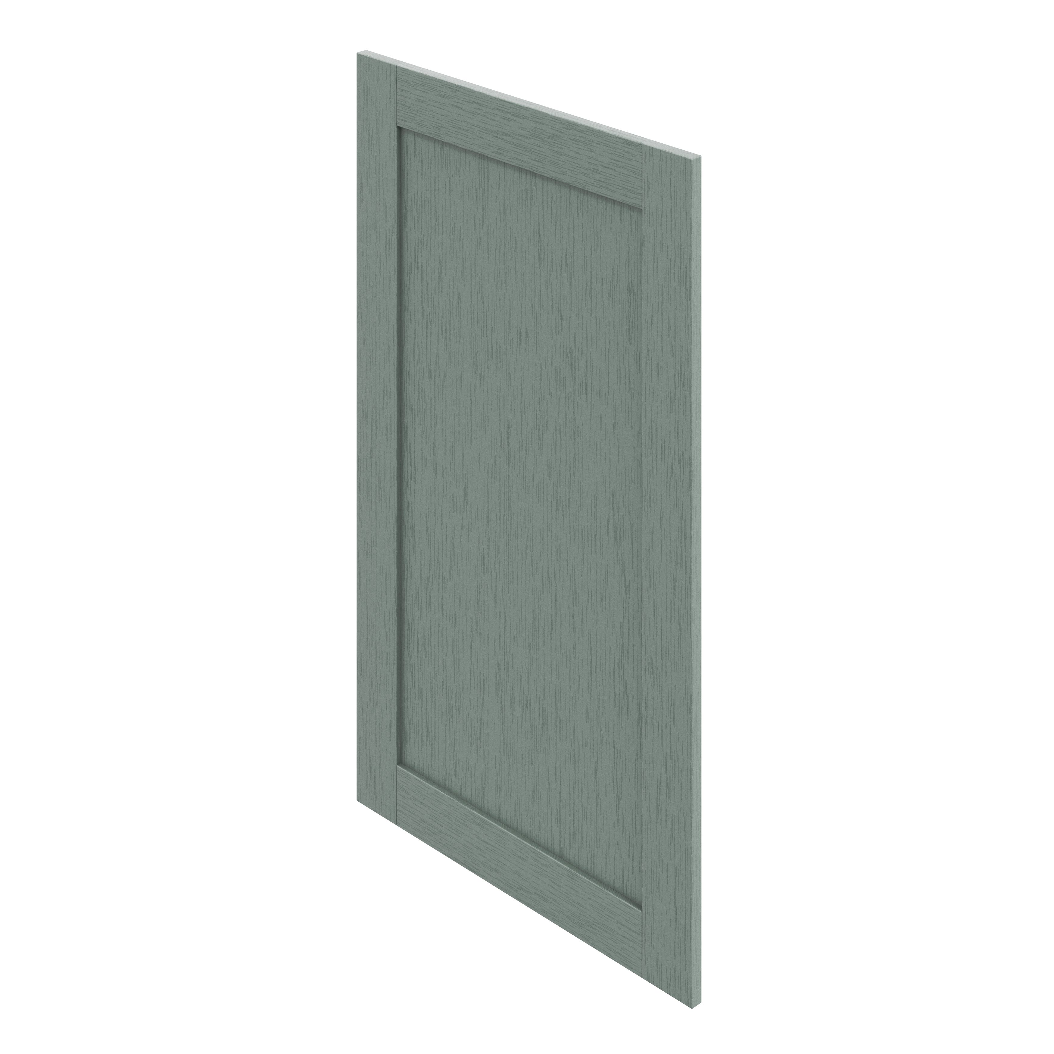 GoodHome Alpinia Matt Green Painted Wood Effect Shaker 50:50 Larder Cabinet door (W)600mm (H)1001mm (T)18mm