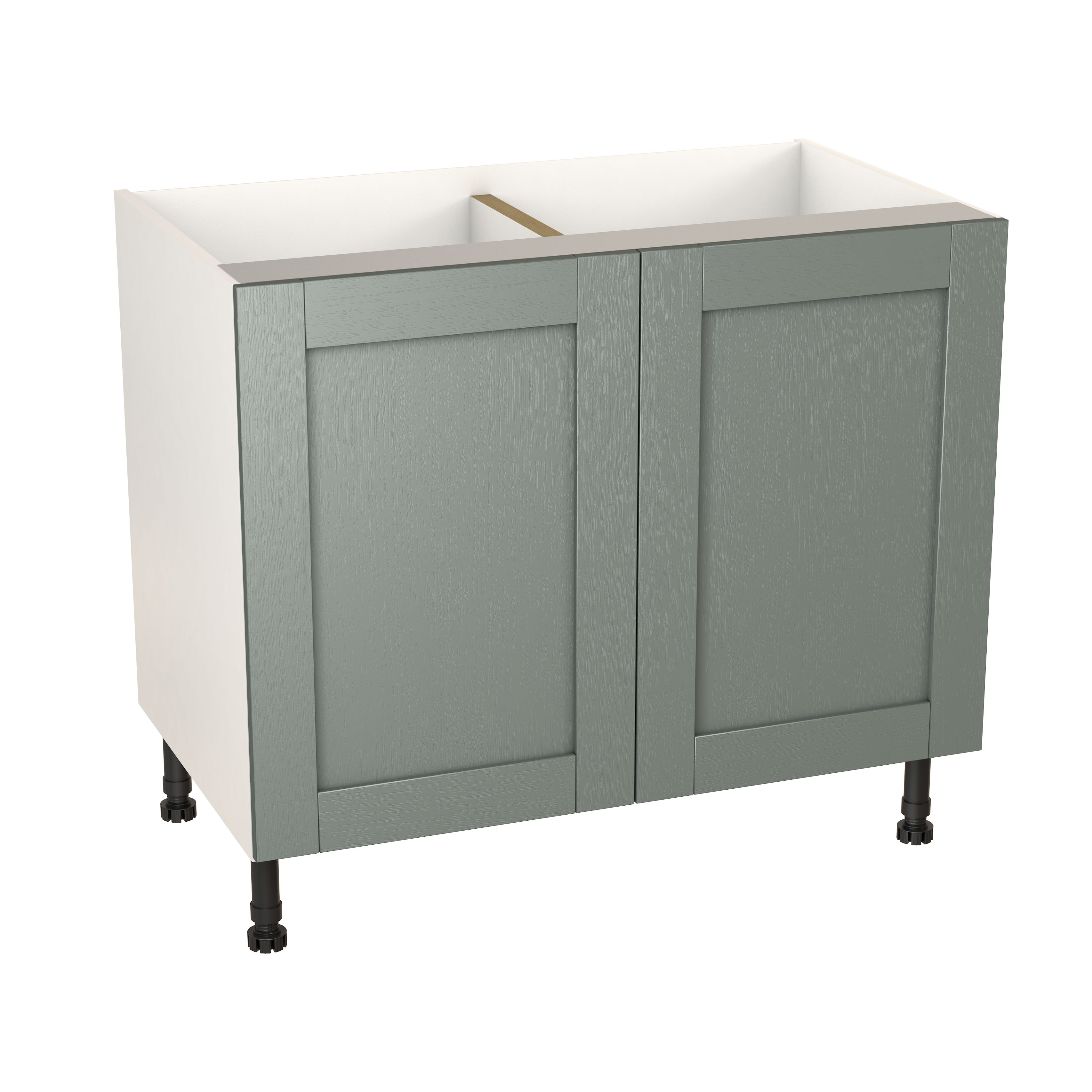 GoodHome Alpinia Matt Green Painted Wood Effect Shaker Base Kitchen cabinet (W)1000mm (H)720mm