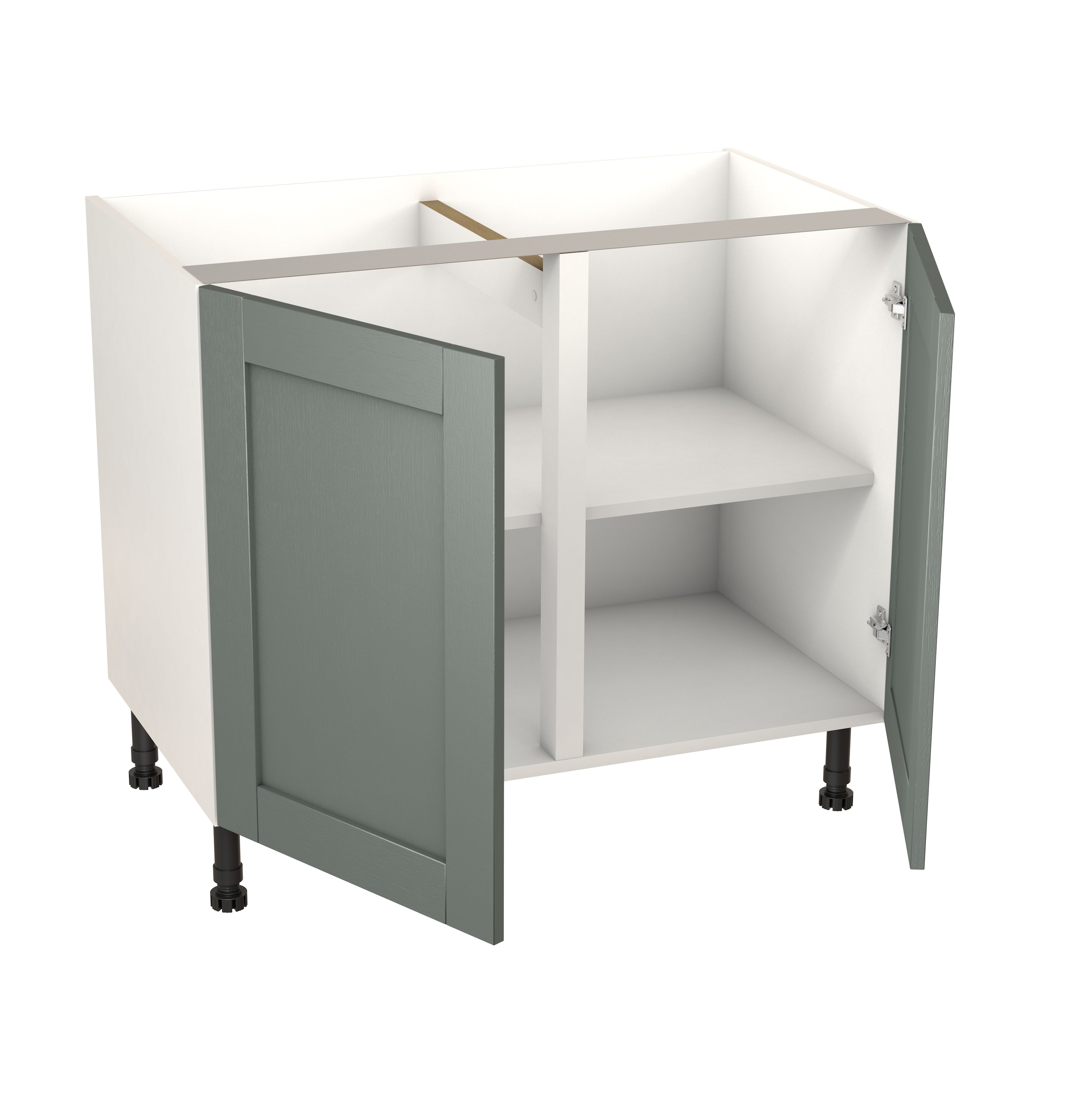 GoodHome Alpinia Matt Green Painted Wood Effect Shaker Base Kitchen cabinet (W)1000mm (H)720mm
