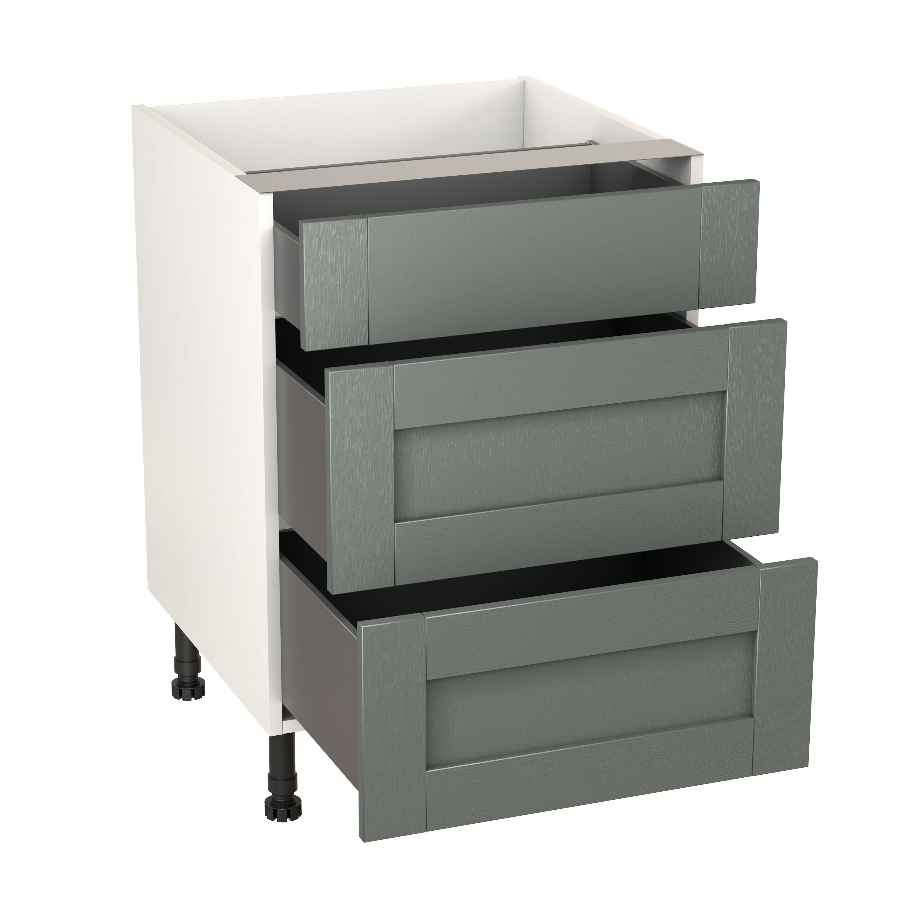 GoodHome Alpinia Matt Green Painted Wood Effect Shaker Base Kitchen cabinet (W)600mm (H)720mm