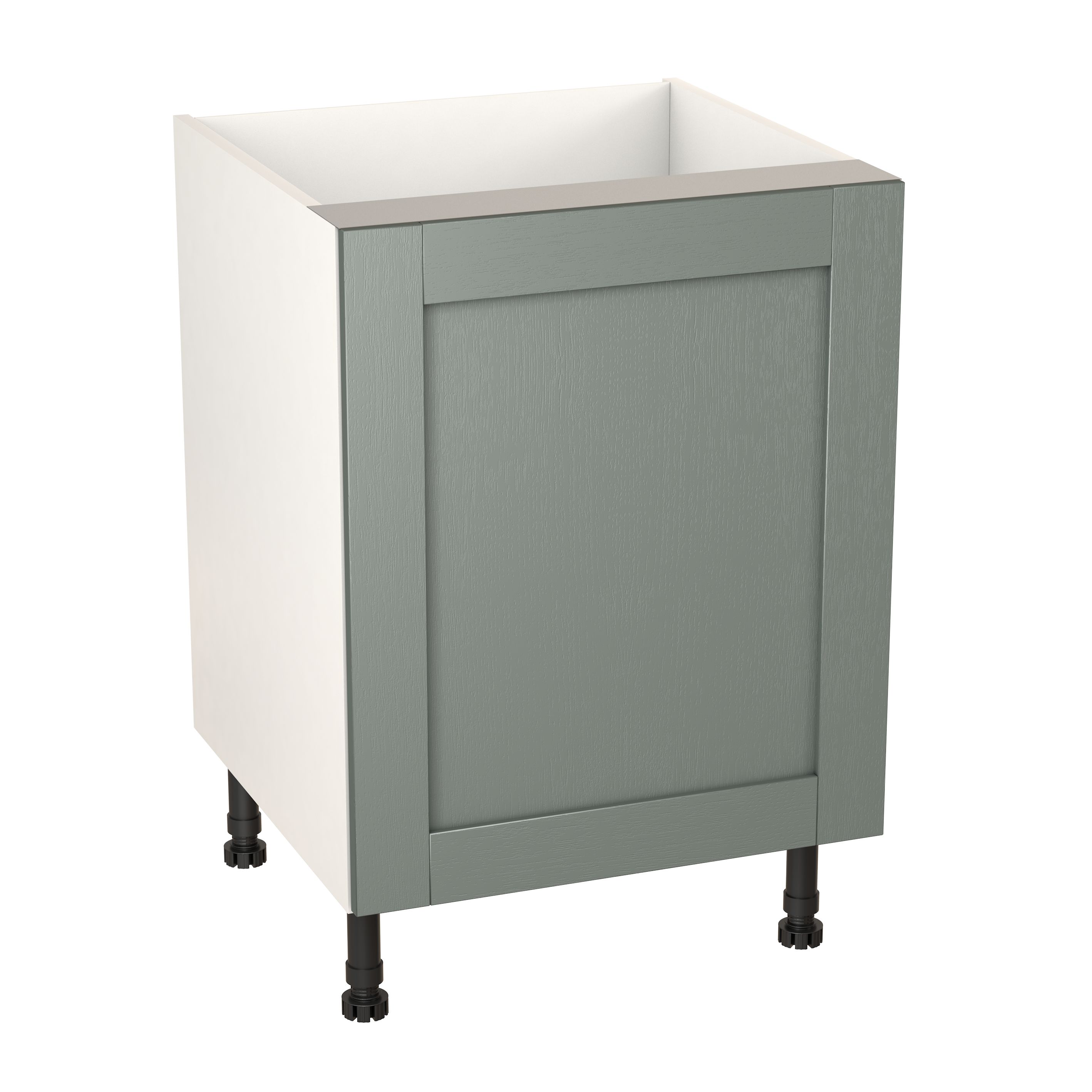 GoodHome Alpinia Matt Green Painted Wood Effect Shaker Base Kitchen cabinet (W)600mm (H)720mm