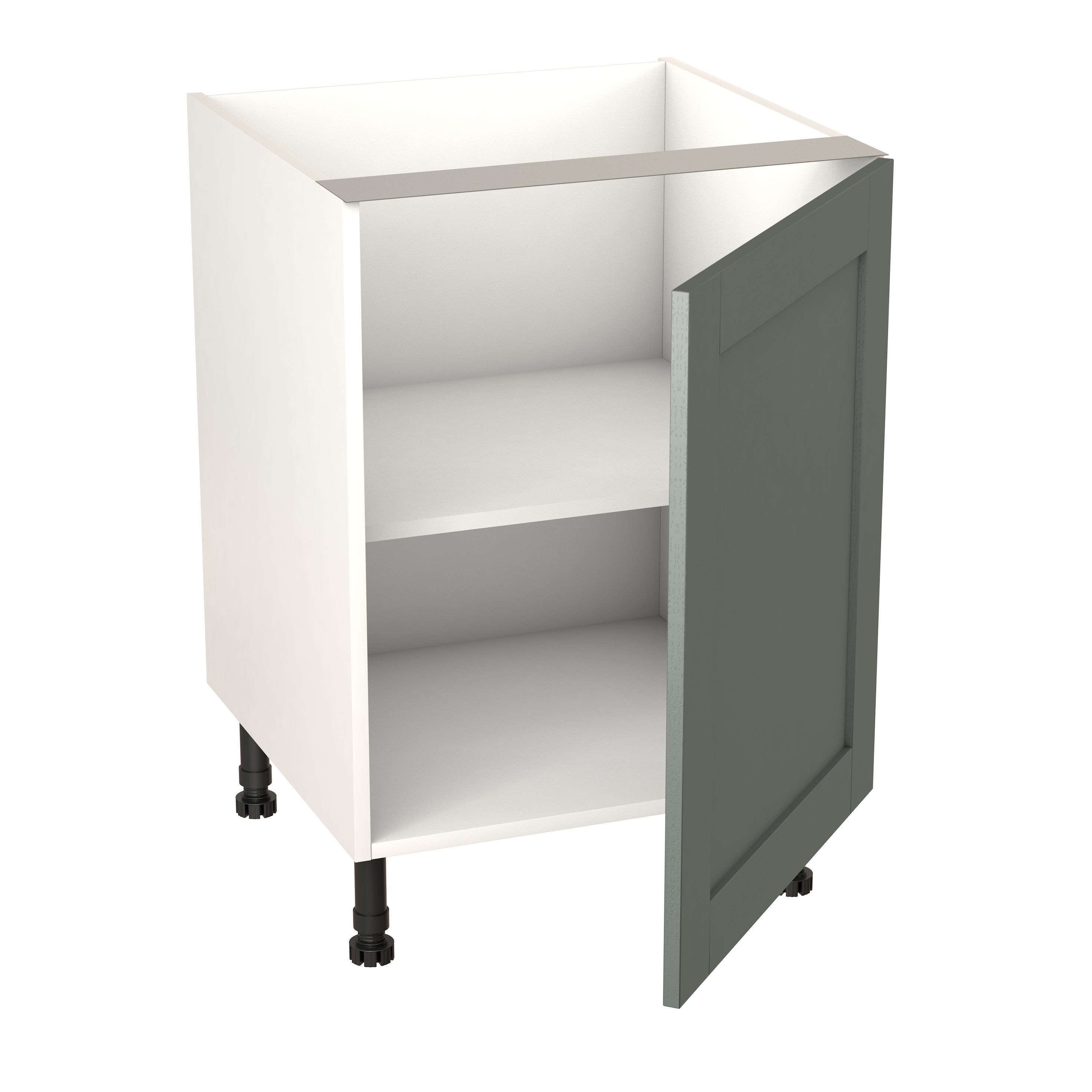 GoodHome Alpinia Matt Green Painted Wood Effect Shaker Base Kitchen cabinet (W)600mm (H)720mm