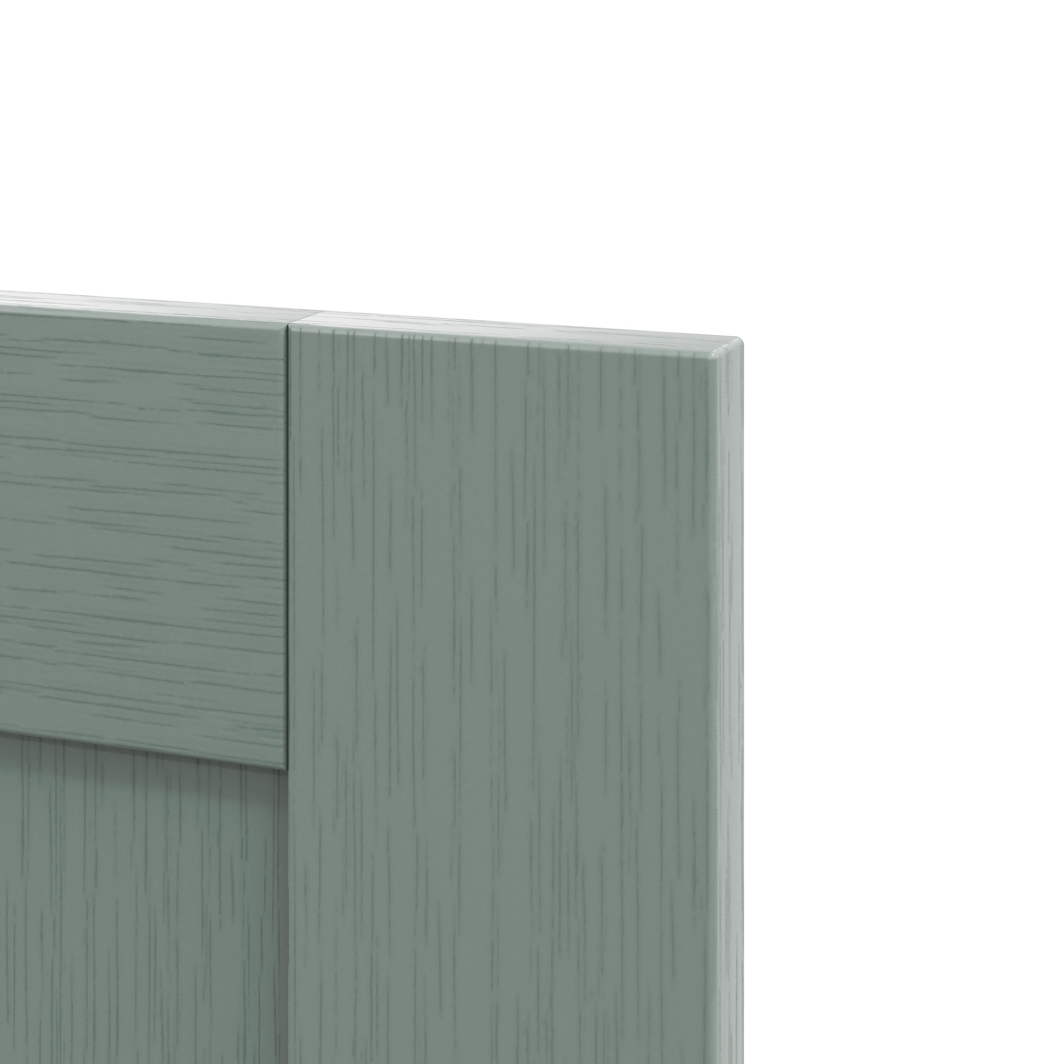 GoodHome Alpinia Matt Green Painted Wood Effect Shaker Drawer front, bridging door & bi fold door, (W)400mm (H)356mm (T)18mm