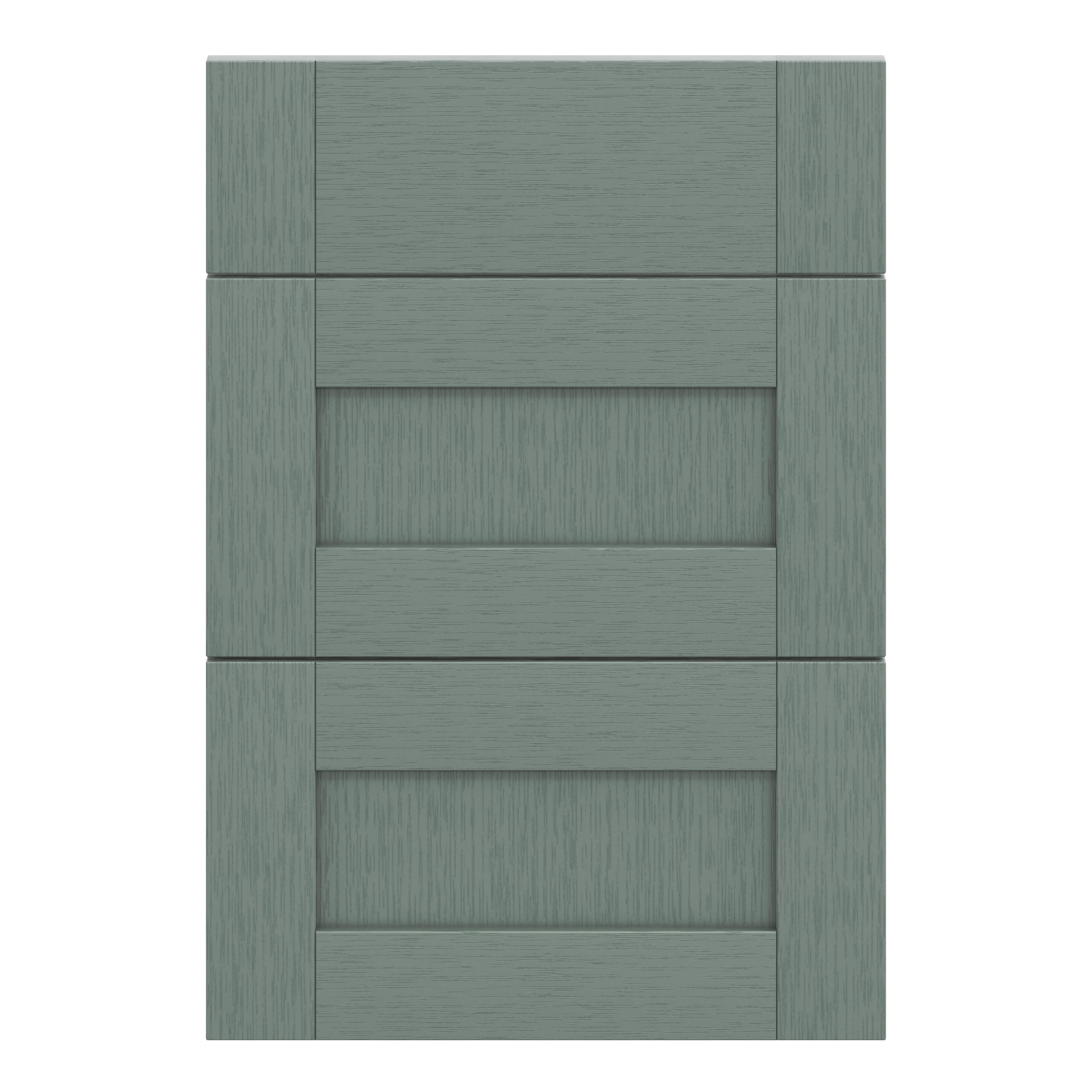 GoodHome Alpinia Matt Green Painted Wood Effect Shaker Drawer front (W)500mm, Pack of 3
