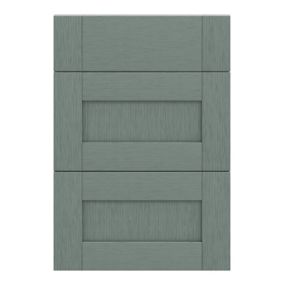 GoodHome Alpinia Matt Green Painted Wood Effect Shaker Drawer front (W)500mm, Pack of 3
