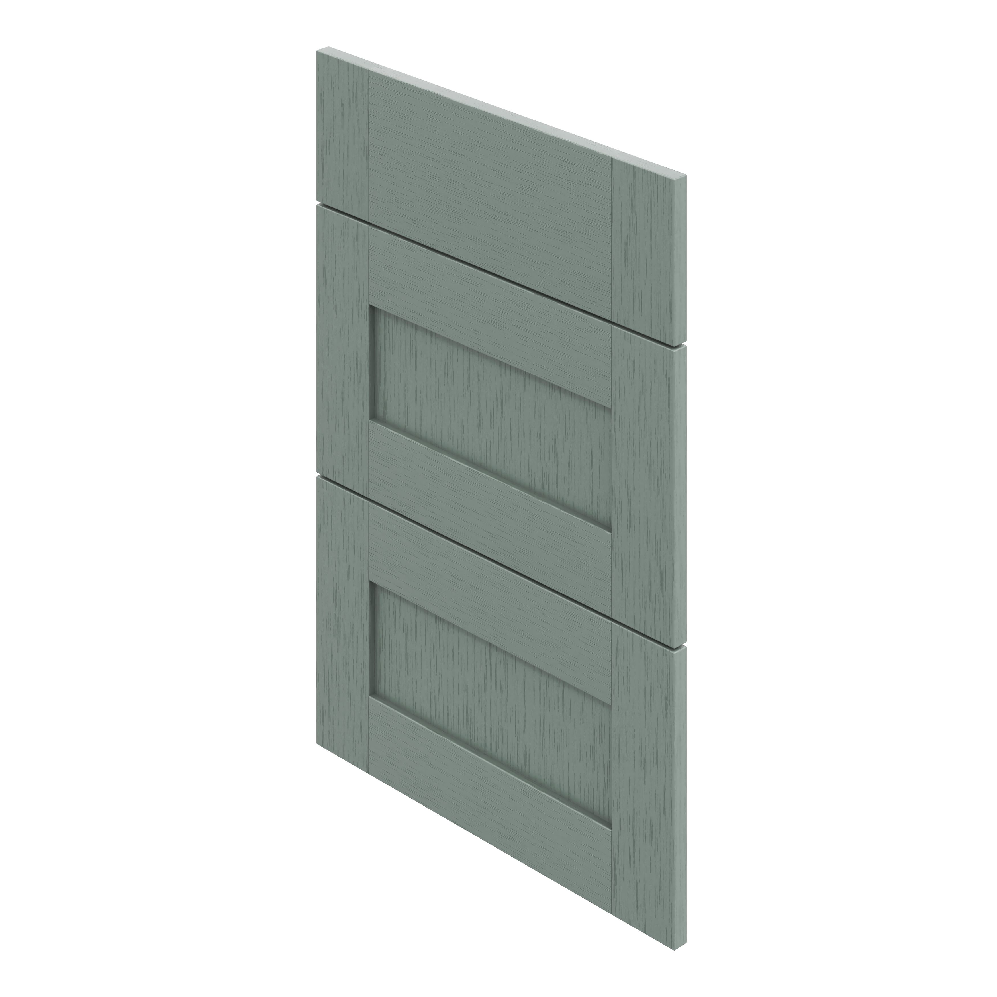 GoodHome Alpinia Matt Green Painted Wood Effect Shaker Drawer front (W)500mm, Pack of 3