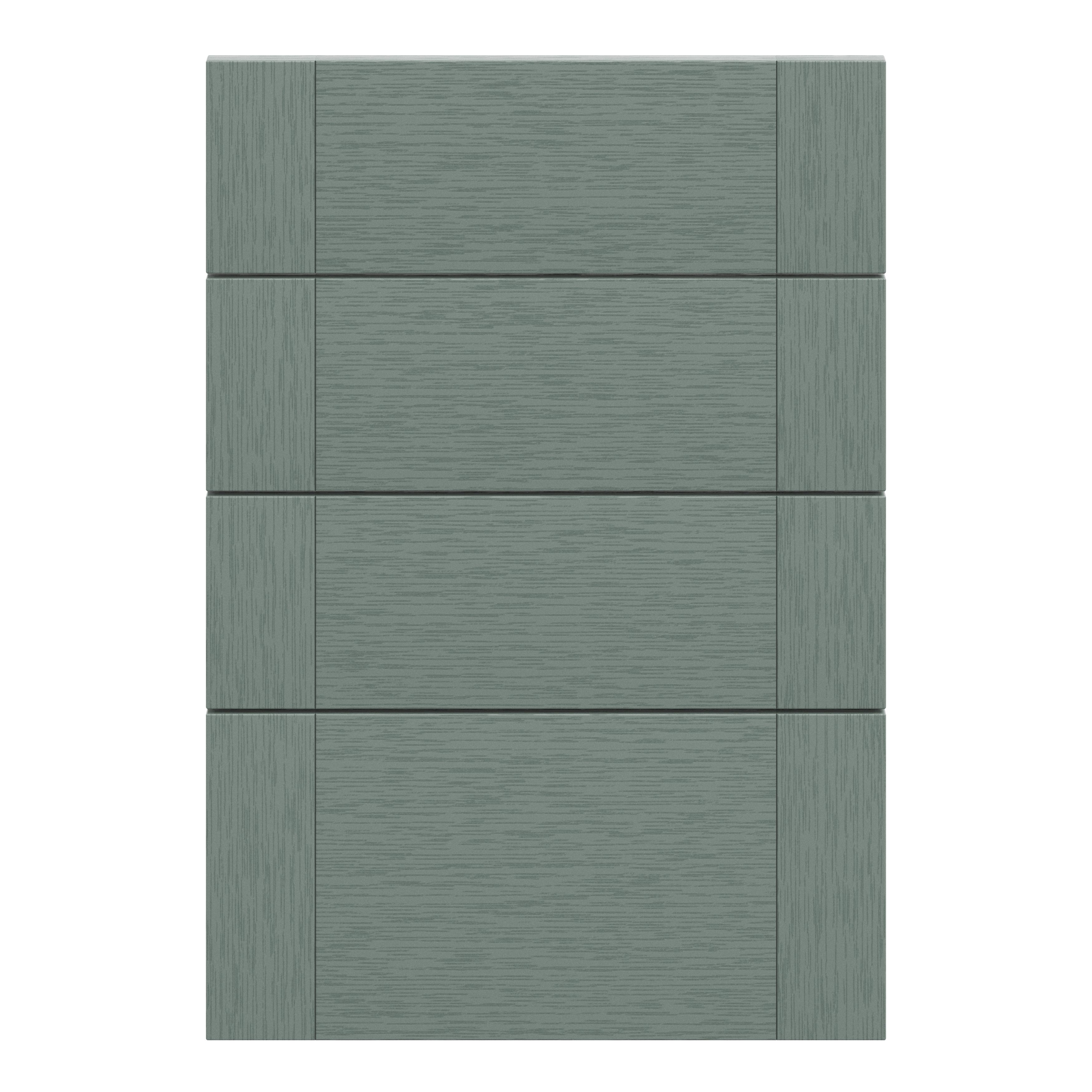 GoodHome Alpinia Matt Green Painted Wood Effect Shaker Drawer front (W)500mm, Pack of 4