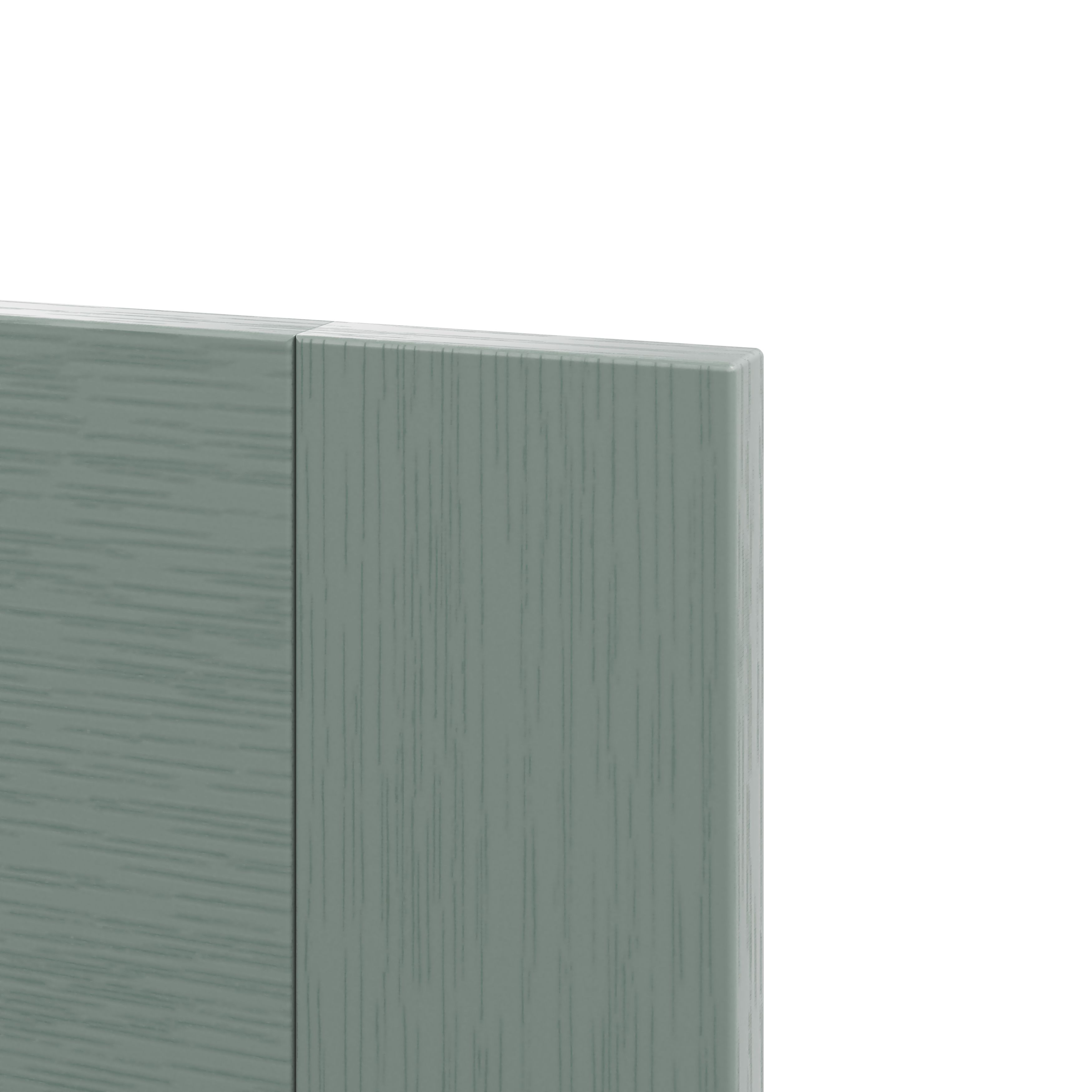GoodHome Alpinia Matt Green Painted Wood Effect Shaker Drawer front (W)500mm, Pack of 4