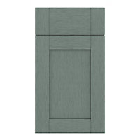 GoodHome Alpinia Matt Green Painted Wood Effect Shaker Drawerline door & drawer front, (W)400mm (H)715mm (T)18mm