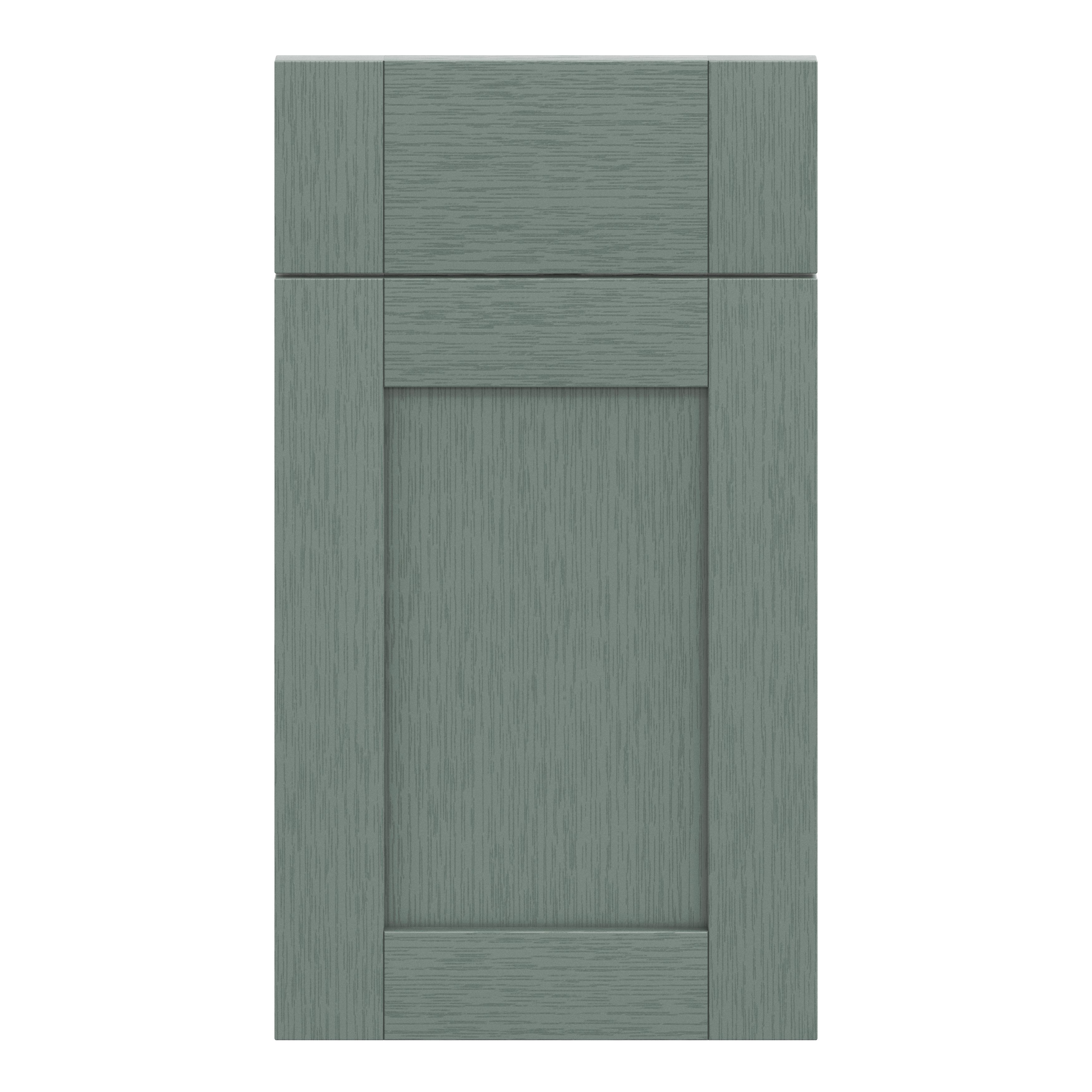 GoodHome Alpinia Matt Green Painted Wood Effect Shaker Drawerline door & drawer front, (W)400mm (H)715mm (T)18mm