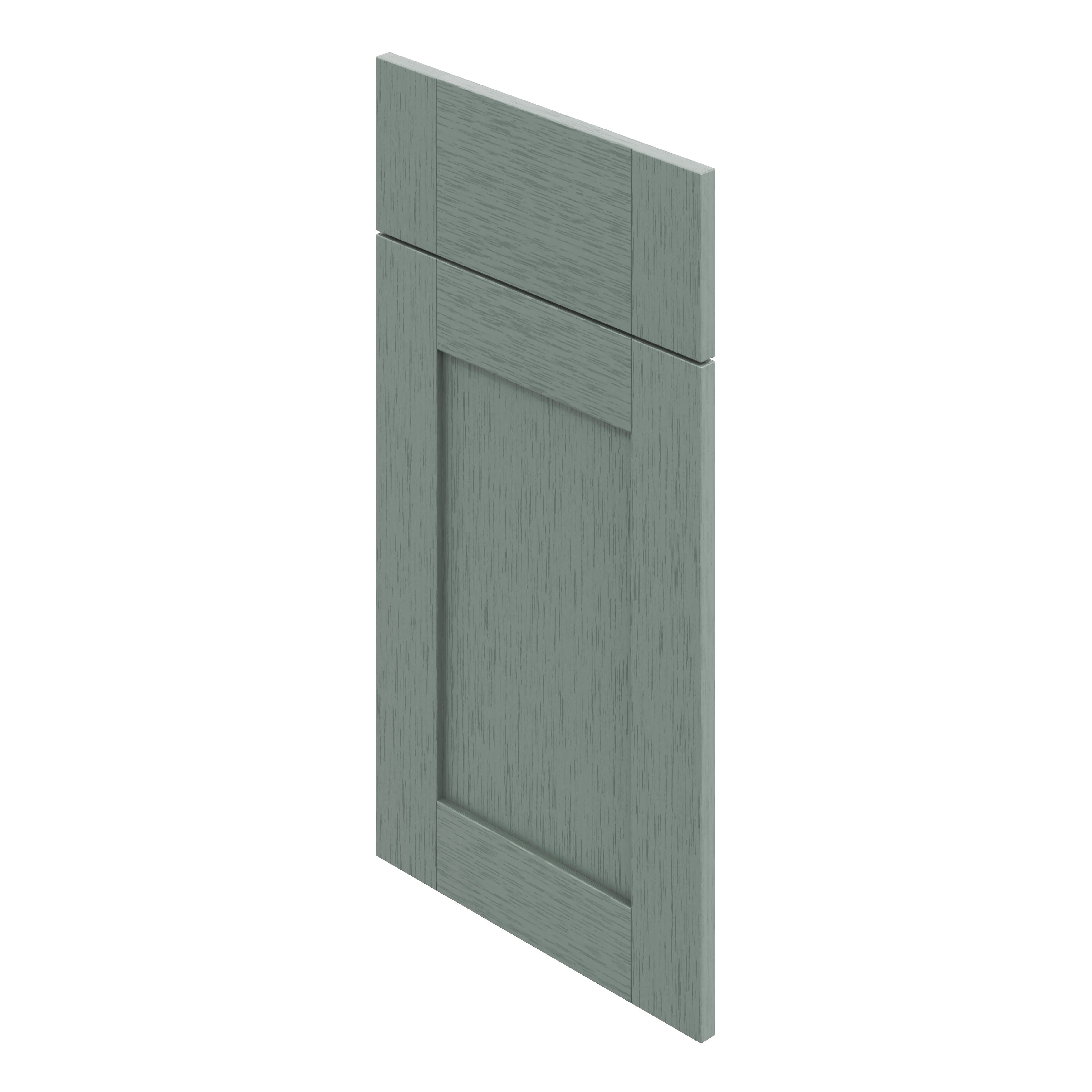 GoodHome Alpinia Matt Green Painted Wood Effect Shaker Drawerline door & drawer front, (W)400mm (H)715mm (T)18mm