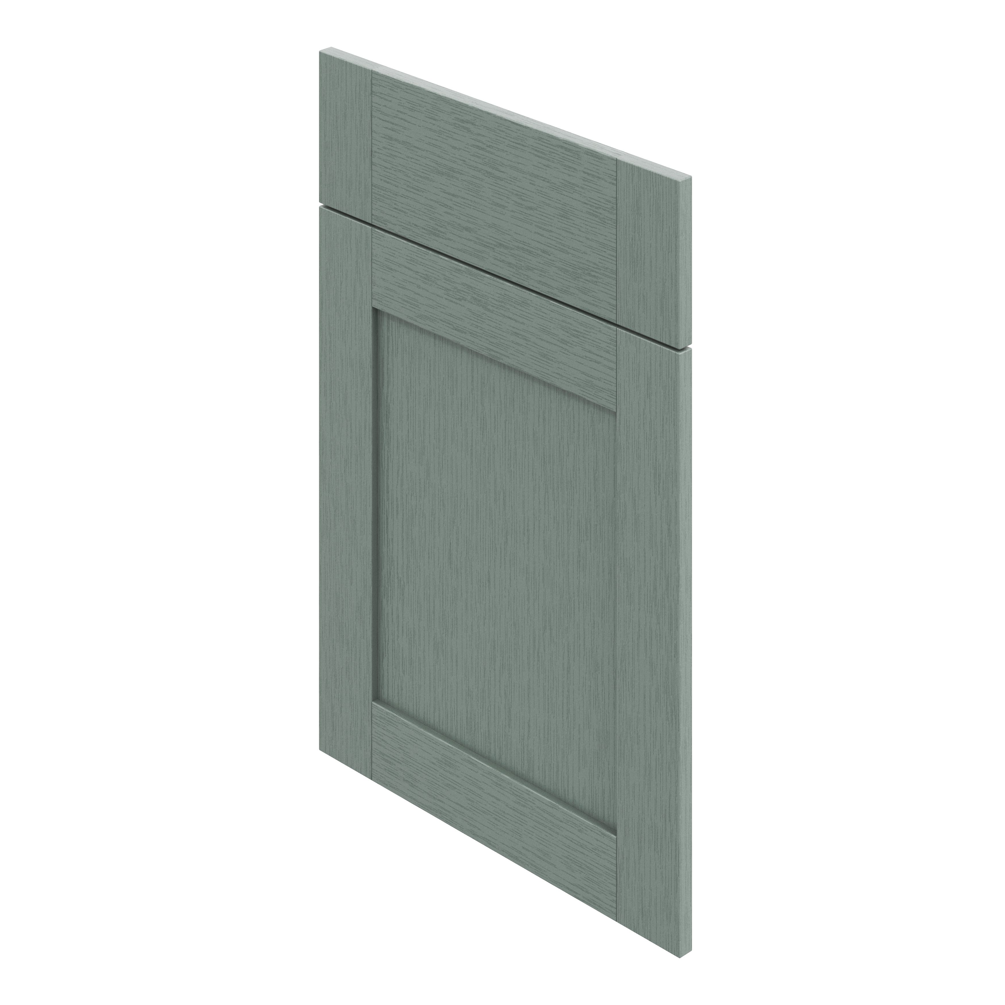 GoodHome Alpinia Matt Green Painted Wood Effect Shaker Drawerline door & drawer front, (W)500mm (H)715mm (T)18mm