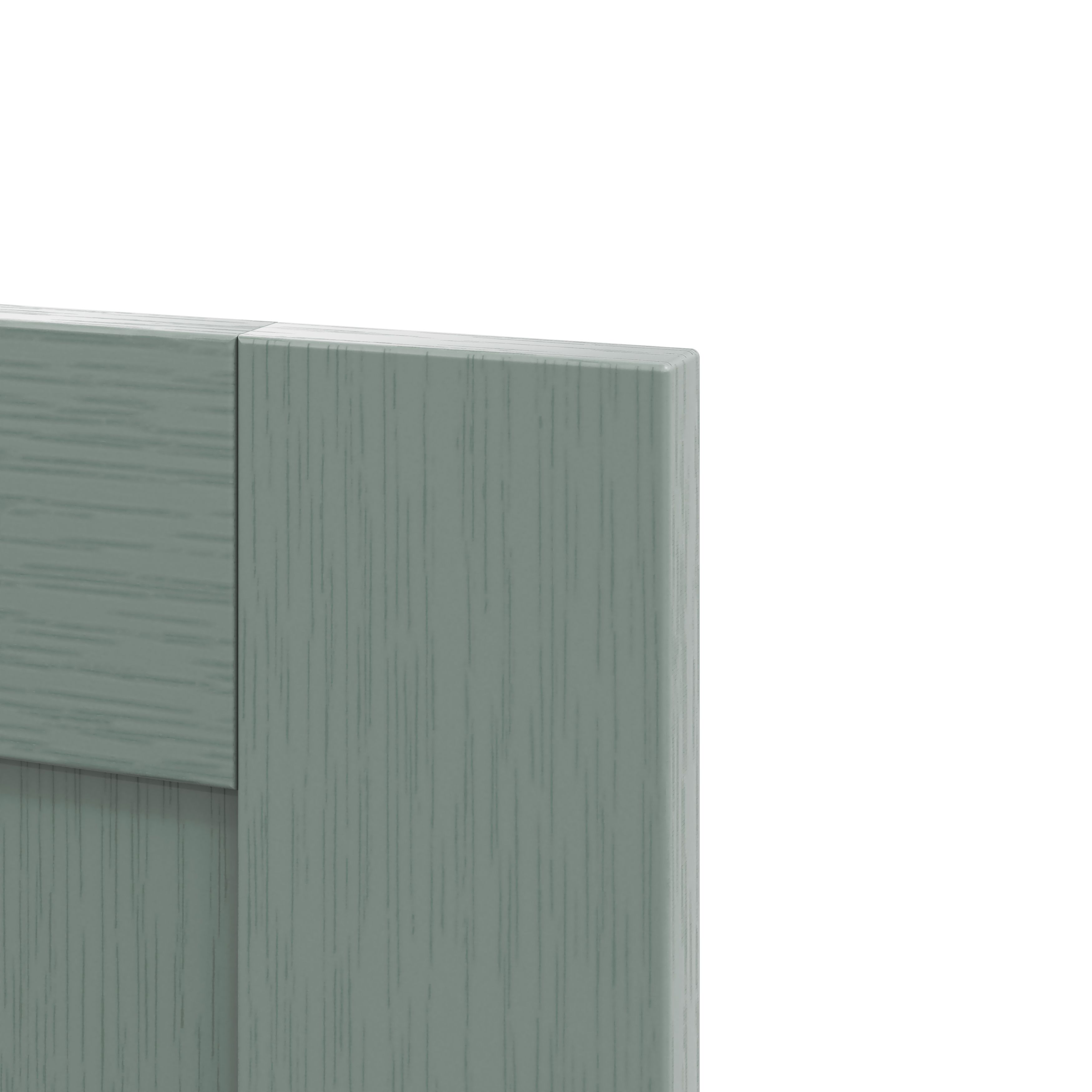 GoodHome Alpinia Matt Green Painted Wood Effect Shaker Highline Cabinet door (W)300mm (H)715mm (T)18mm