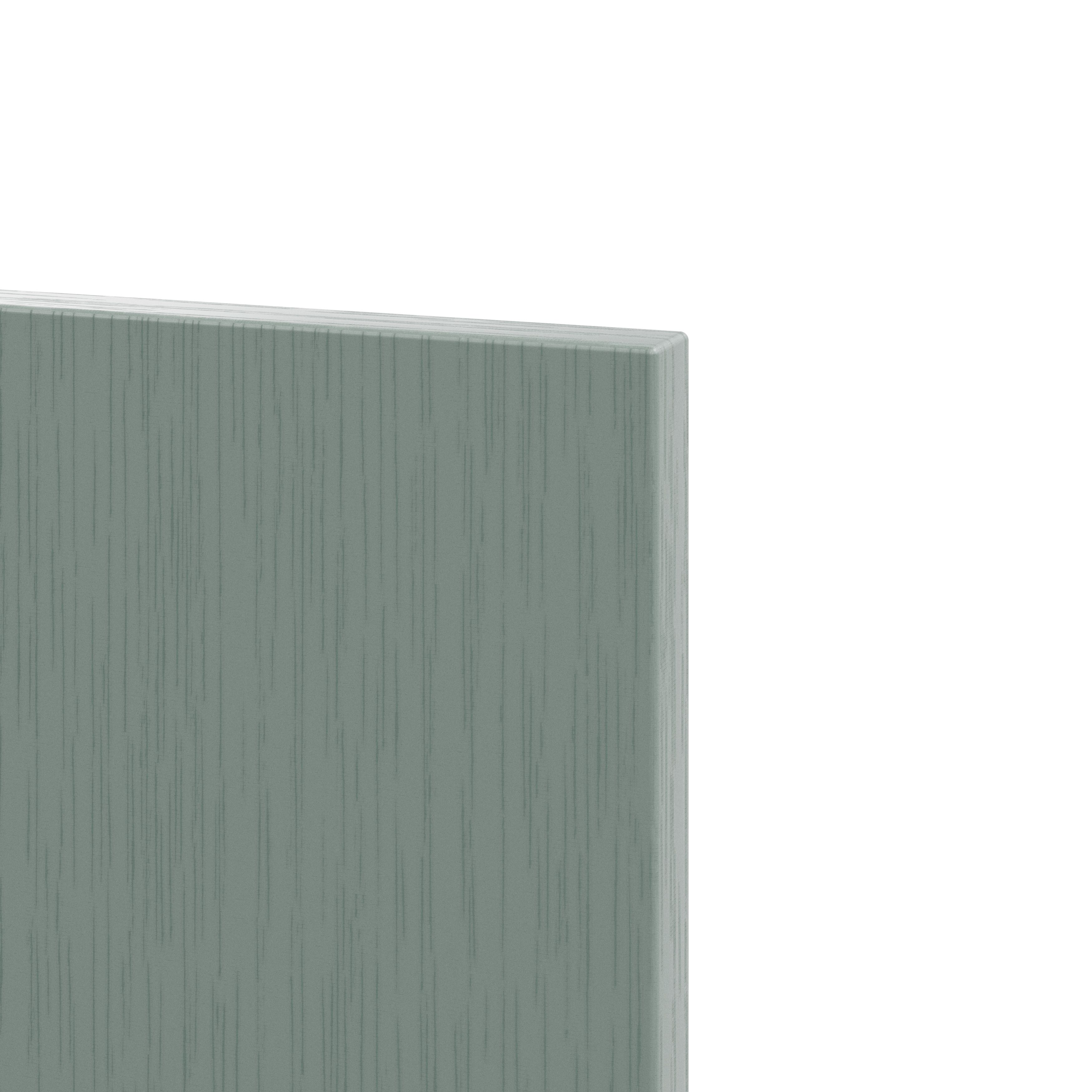 GoodHome Alpinia Matt Green Painted Wood Effect Shaker Standard Base Drawer end panel (H)720mm (W)570mm