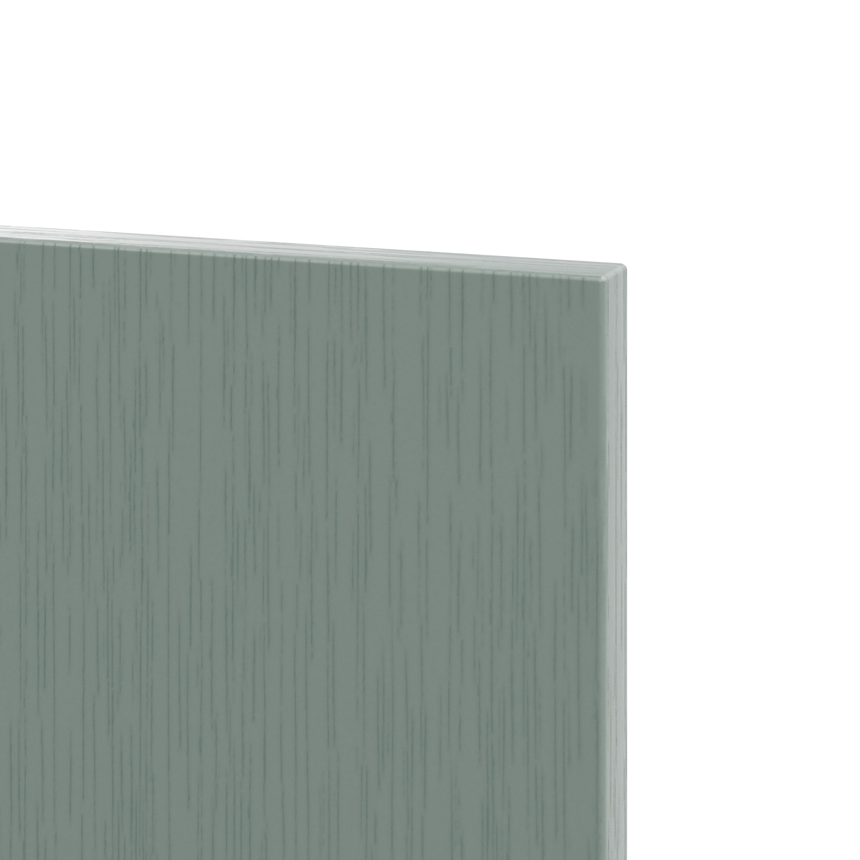 GoodHome Alpinia Matt Green Painted Wood Effect Shaker Standard Clad on end panel (H)934mm (W)640mm