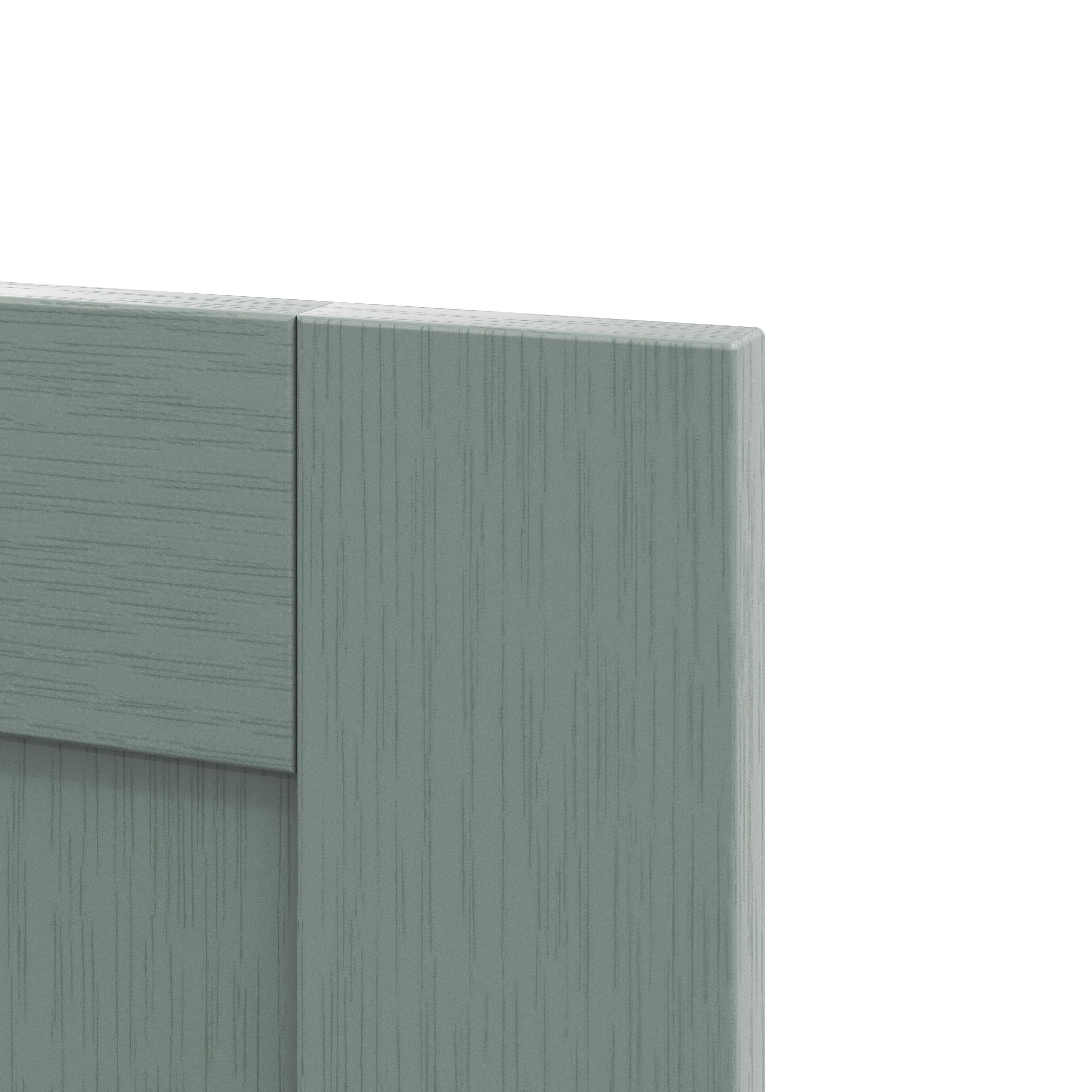 GoodHome Alpinia Matt Green Painted Wood Effect Shaker Tall appliance Cabinet door (W)600mm (H)723mm (T)18mm