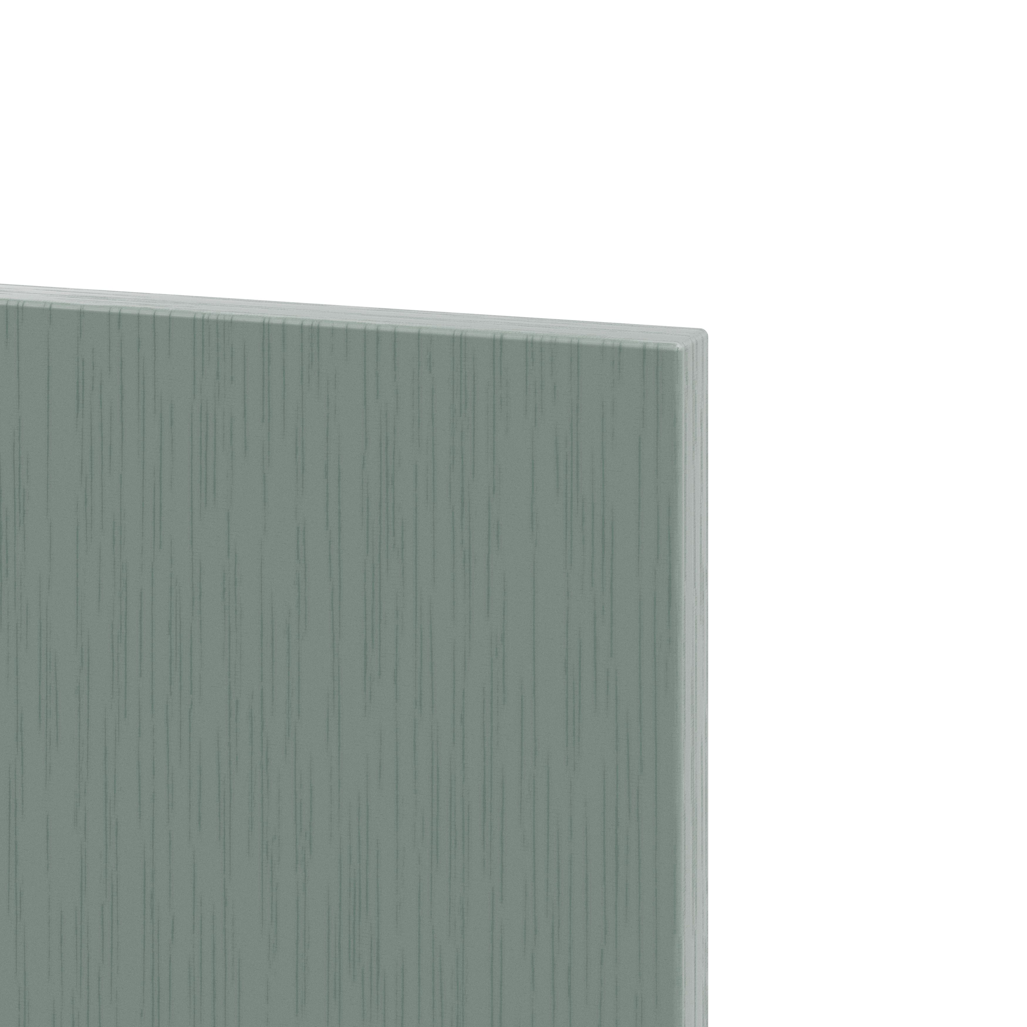 GoodHome Alpinia Matt Green Painted Wood Effect Shaker Tall Appliance & larder End panel (H)2190mm (W)570mm, Pair