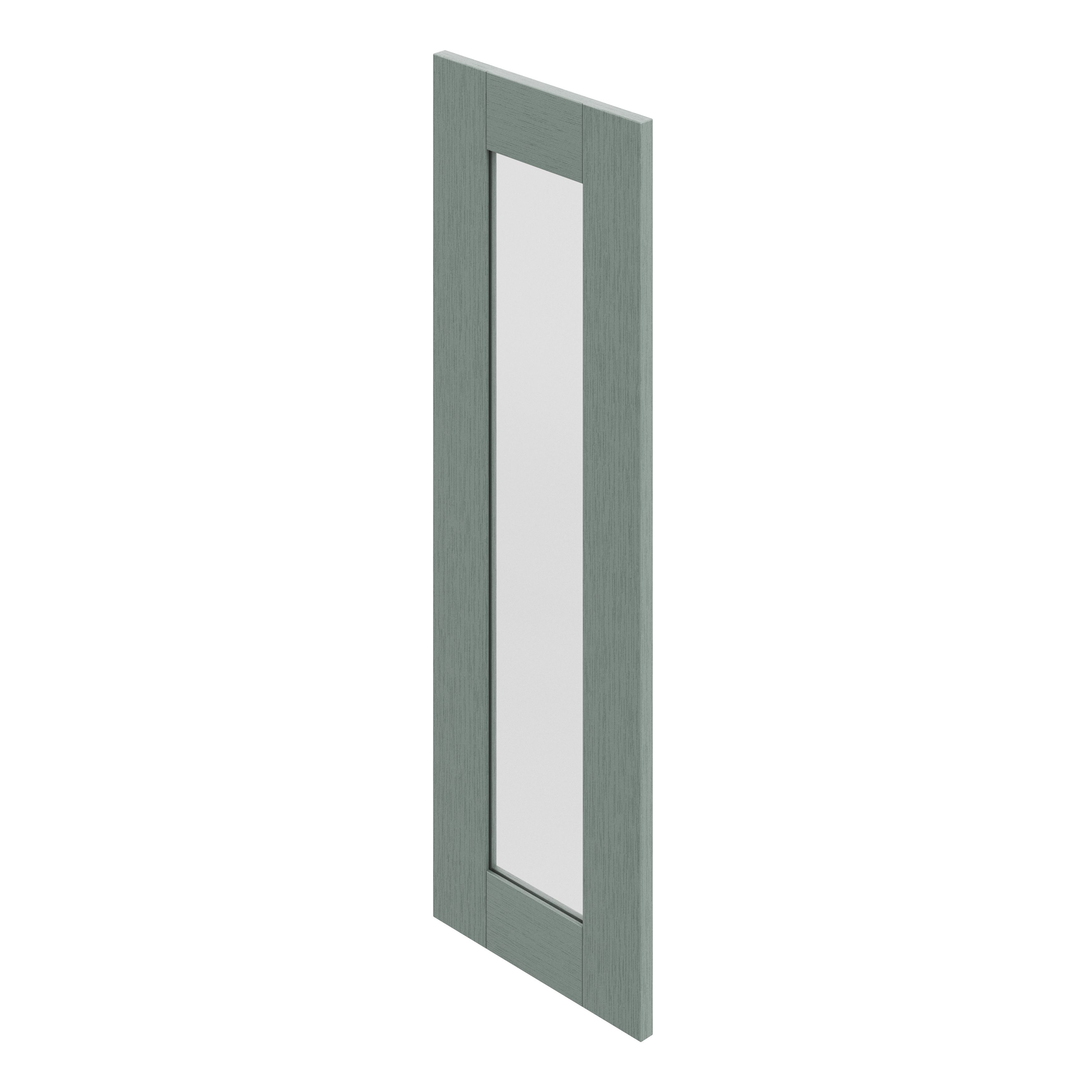 GoodHome Alpinia Matt Green Painted Wood Effect Shaker Tall glazed Cabinet door (W)300mm (H)895mm (T)18mm