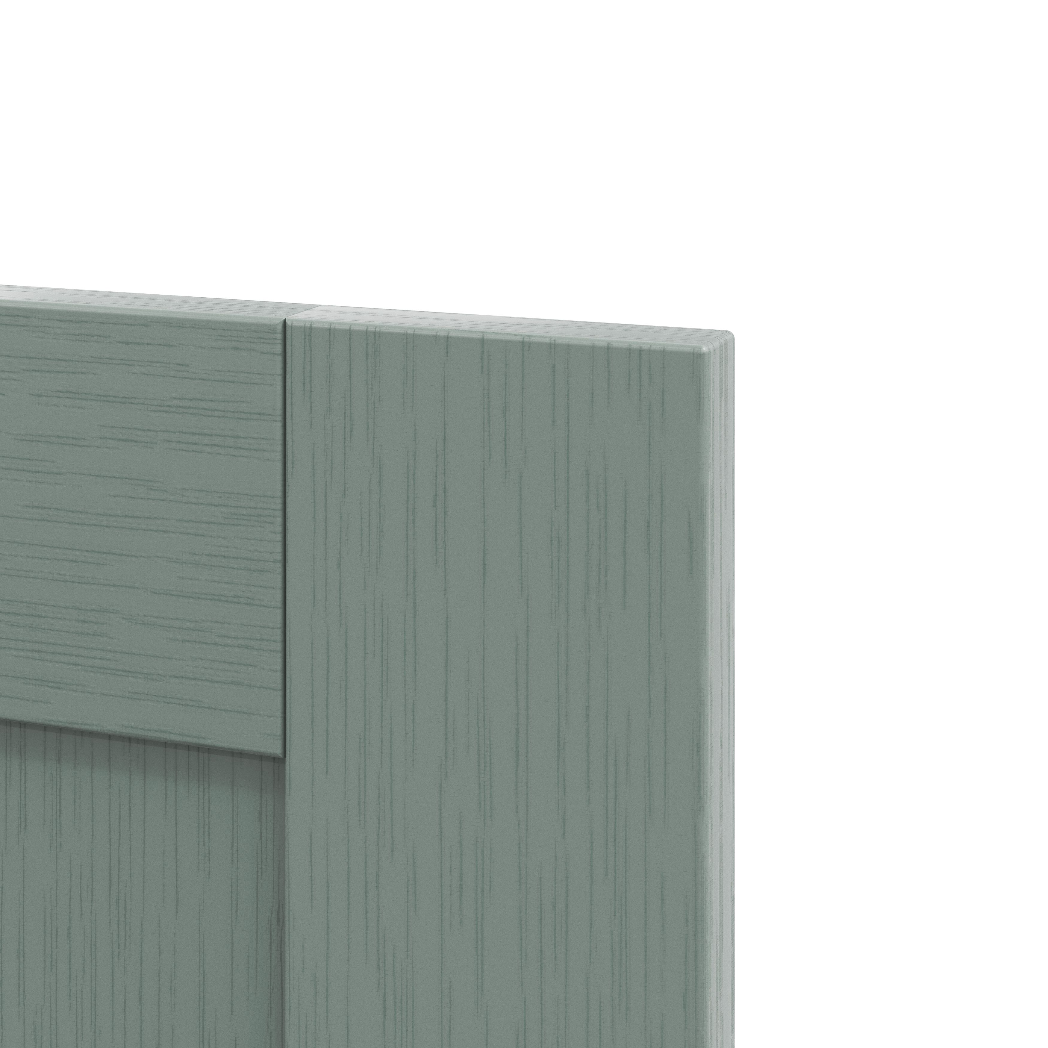 GoodHome Alpinia Matt Green Painted Wood Effect Shaker Tall larder Cabinet door (W)600mm (H)1467mm (T)18mm