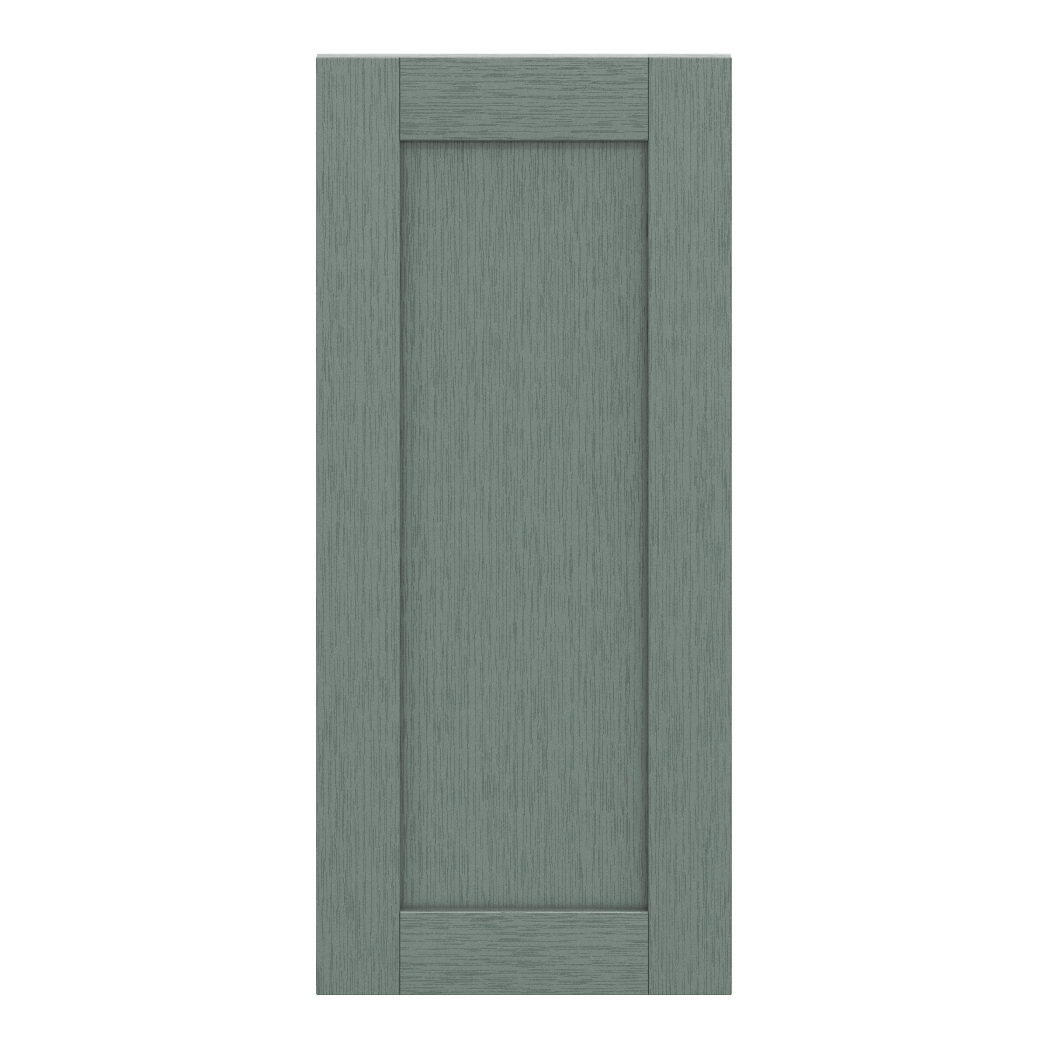 GoodHome Alpinia Matt Green Painted Wood Effect Shaker Tall wall Cabinet door (W)400mm (H)895mm (T)18mm
