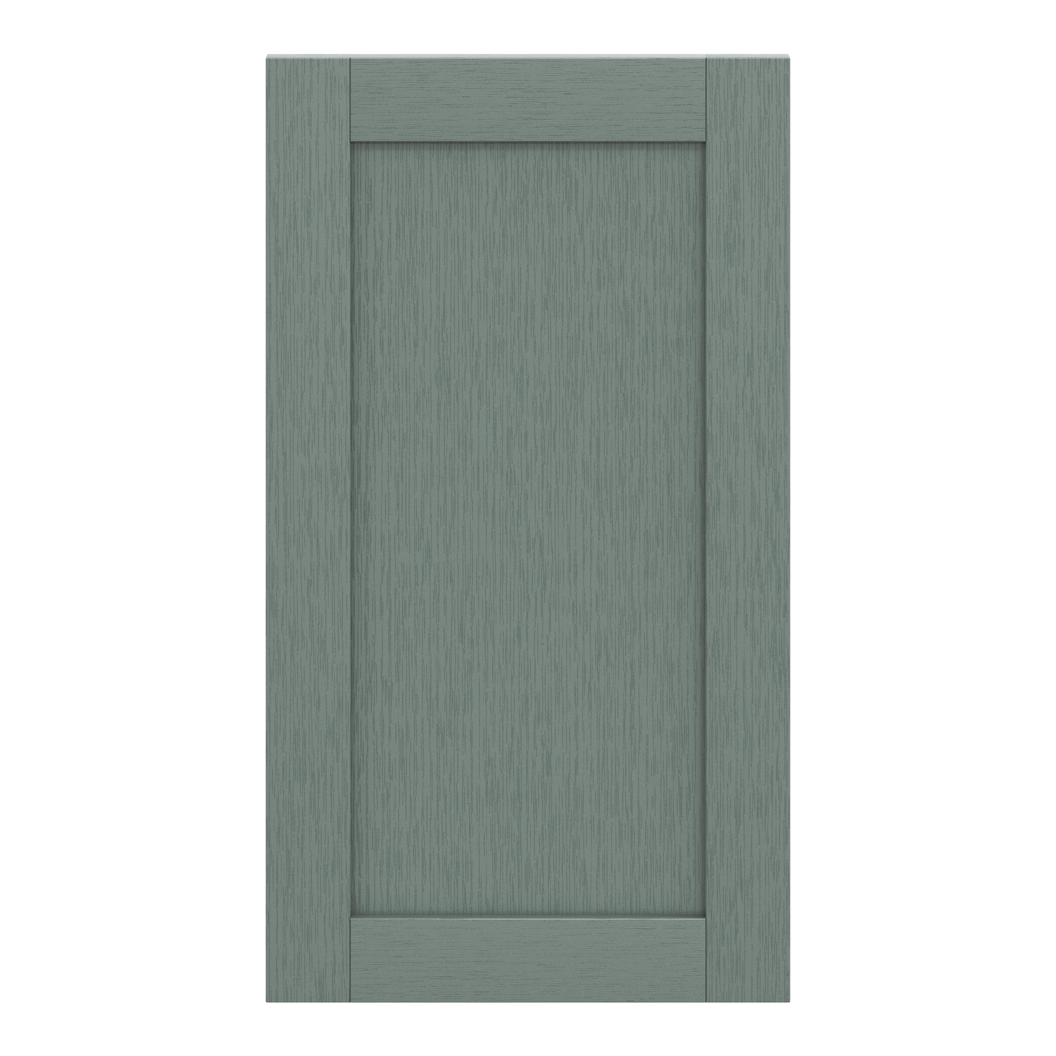 GoodHome Alpinia Matt Green Painted Wood Effect Shaker Tall wall Cabinet door (W)500mm (H)895mm (T)18mm