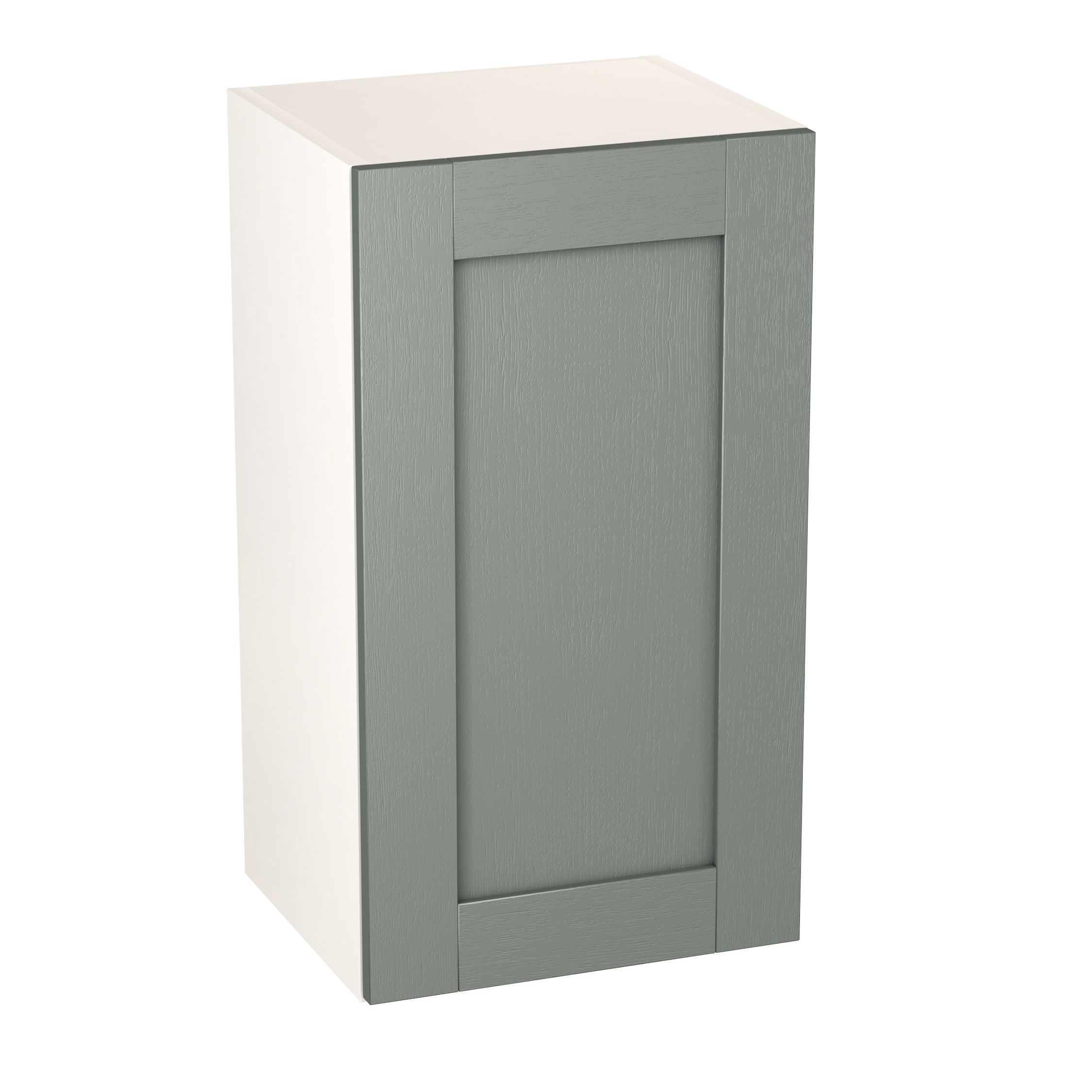 GoodHome Alpinia Matt Green Painted Wood Effect Shaker Wall Kitchen cabinet (W)400mm (H)720mm