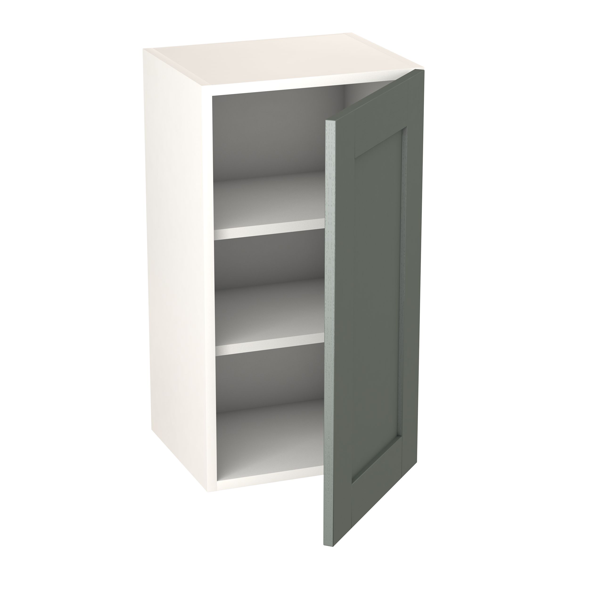 GoodHome Alpinia Matt Green Painted Wood Effect Shaker Wall Kitchen cabinet (W)400mm (H)720mm