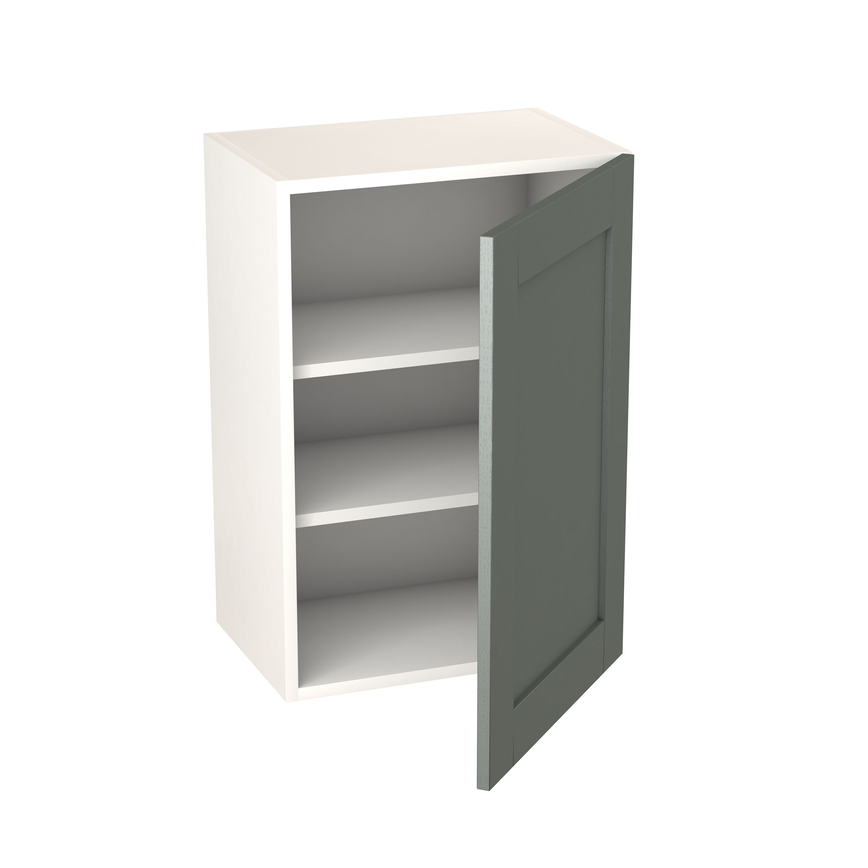 GoodHome Alpinia Matt Green Painted Wood Effect Shaker Wall Kitchen cabinet (W)500mm (H)720mm
