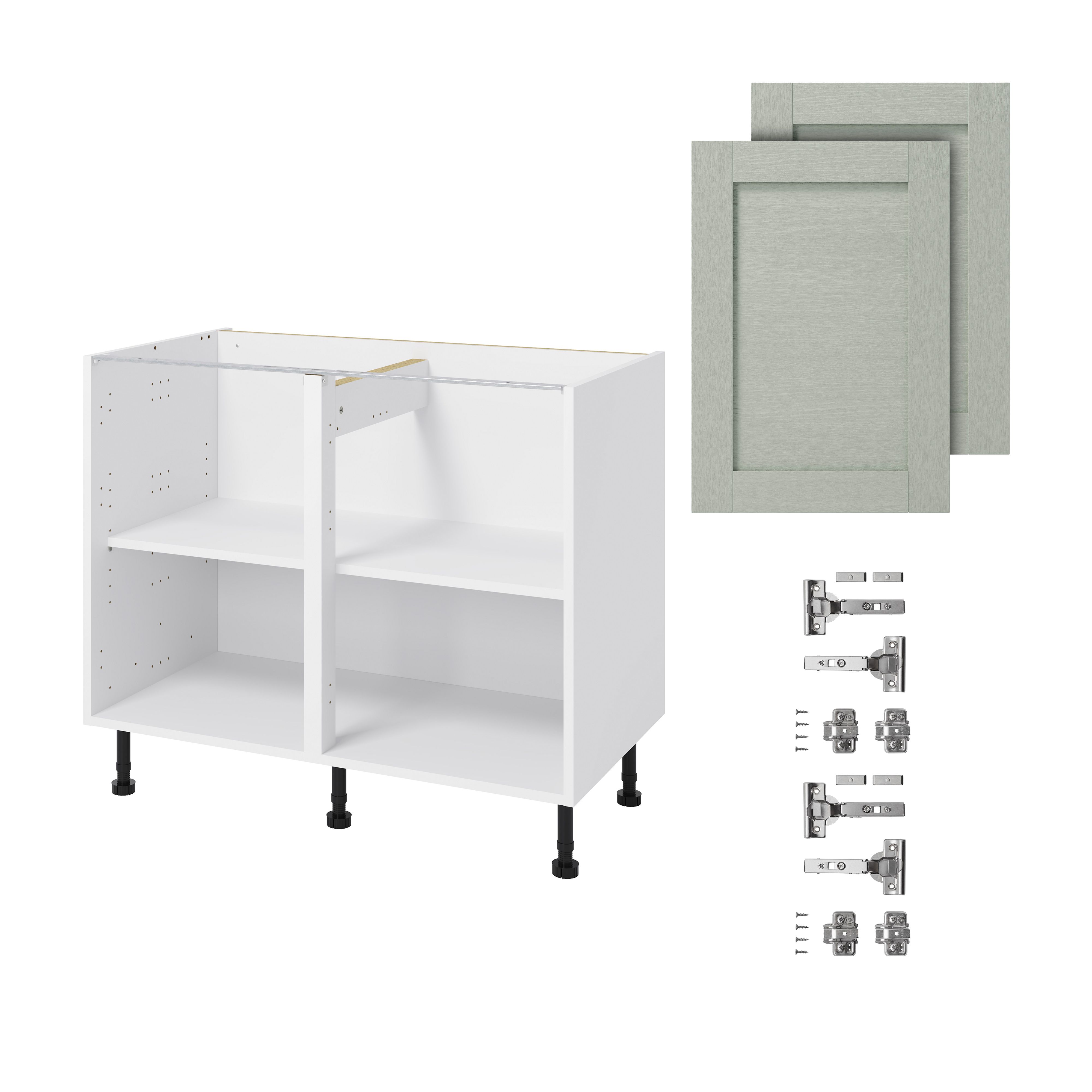 GoodHome Alpinia Matt grey painted wood effect shaker Base Kitchen cabinet (W)1000mm (H)720mm