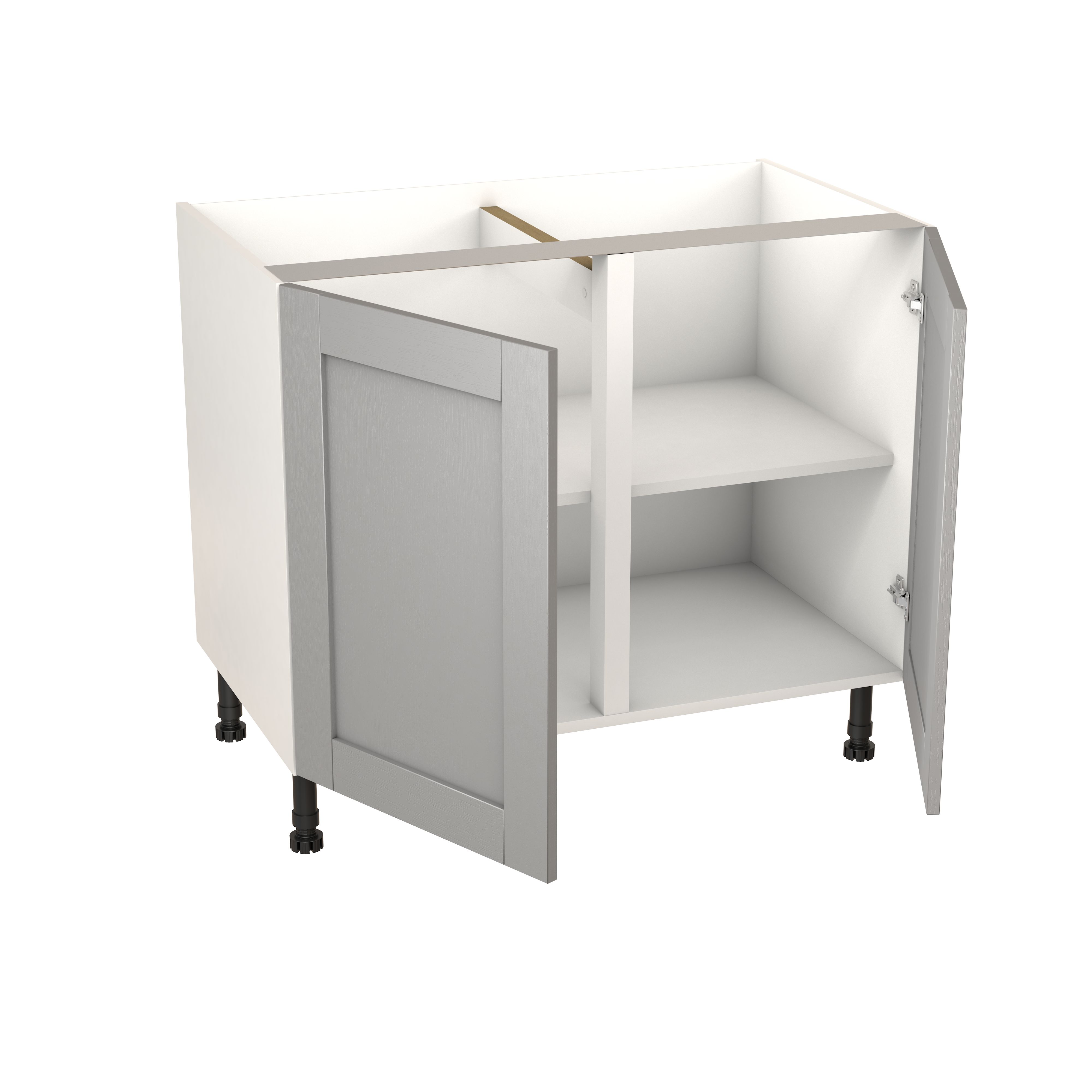 GoodHome Alpinia Matt grey painted wood effect shaker Base Kitchen cabinet (W)1000mm (H)720mm