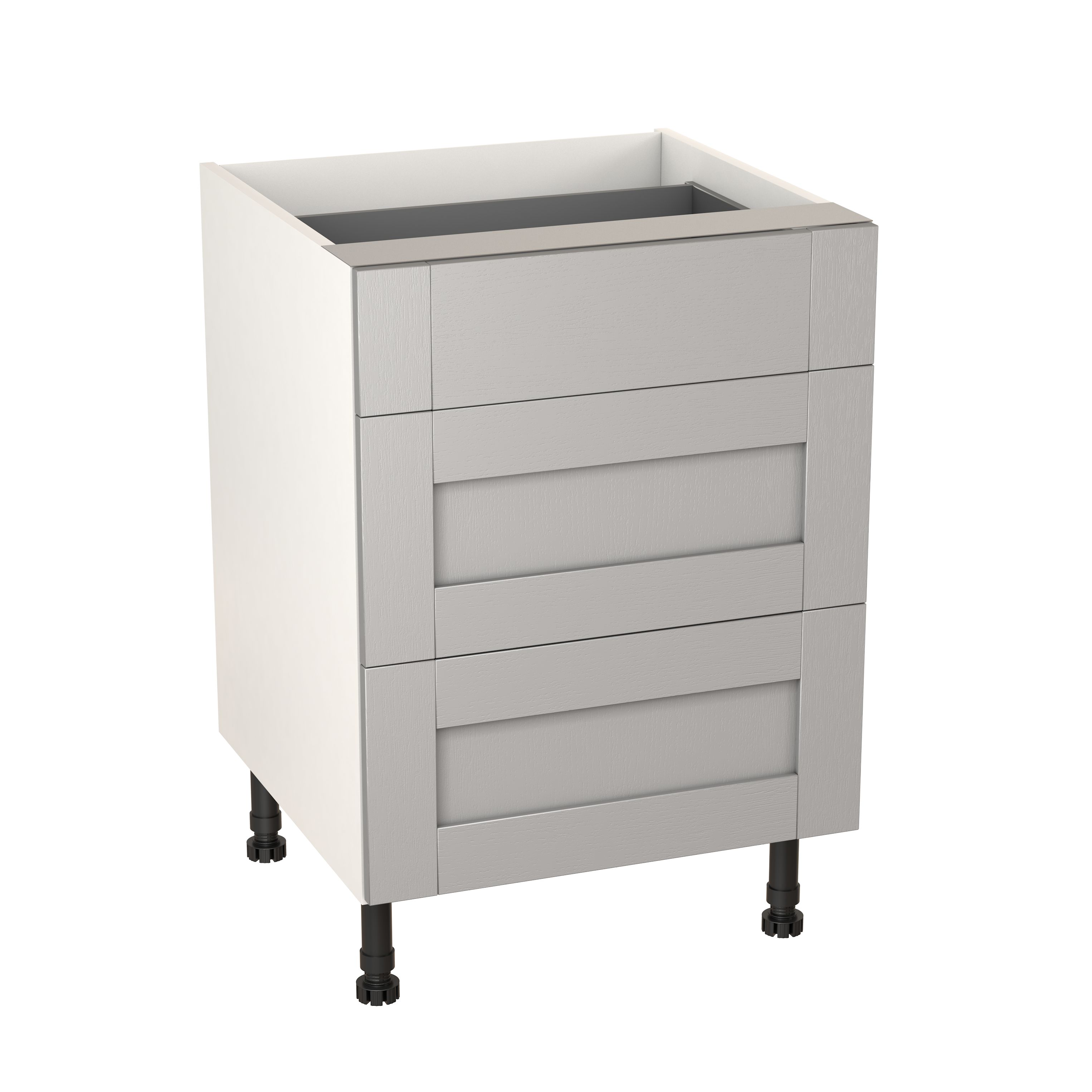 GoodHome Alpinia Matt grey painted wood effect shaker Base Kitchen cabinet (W)600mm (H)720mm