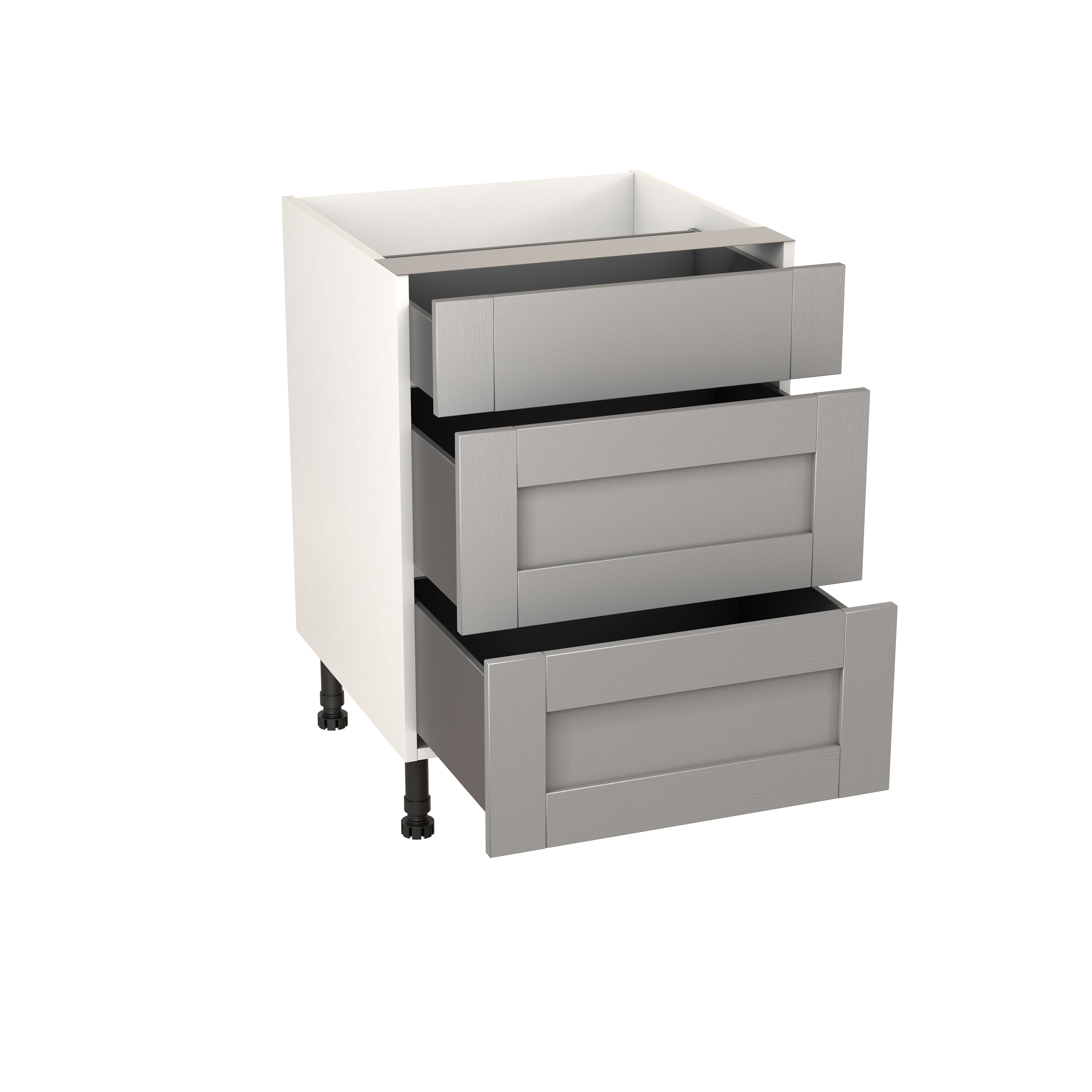 GoodHome Alpinia Matt grey painted wood effect shaker Base Kitchen cabinet (W)600mm (H)720mm